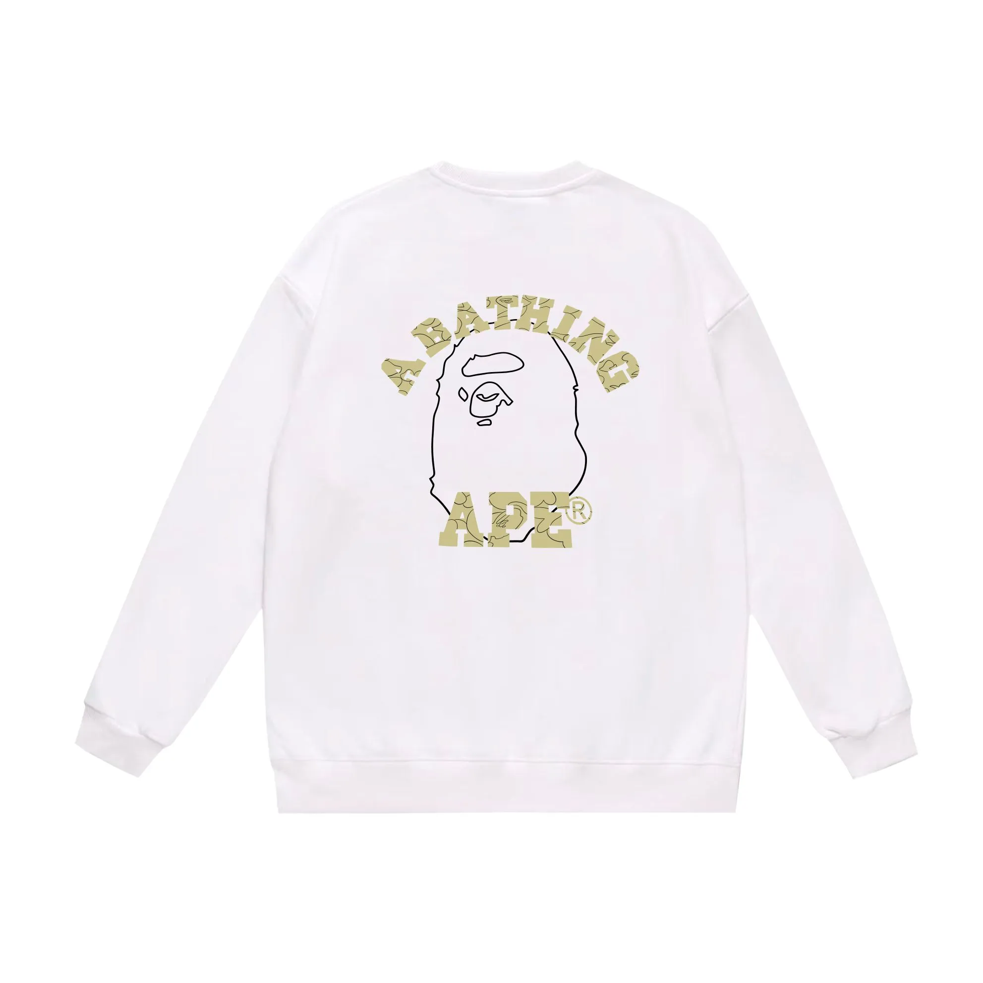 P170 model number SC562# terry 80 plus velvet 85 (top version) BAPE ape head letter back large ape head line printed round neck sweatshirt Made of 350g large terry (drop shoulder large version) fabric, soft texture and no pilling Imported environmentally friendly printing glue The pattern is bright and three-dimensional Quality 💥Same style for men and women The upper body is trendy Color: black white gray Size: S M L XL XXL
