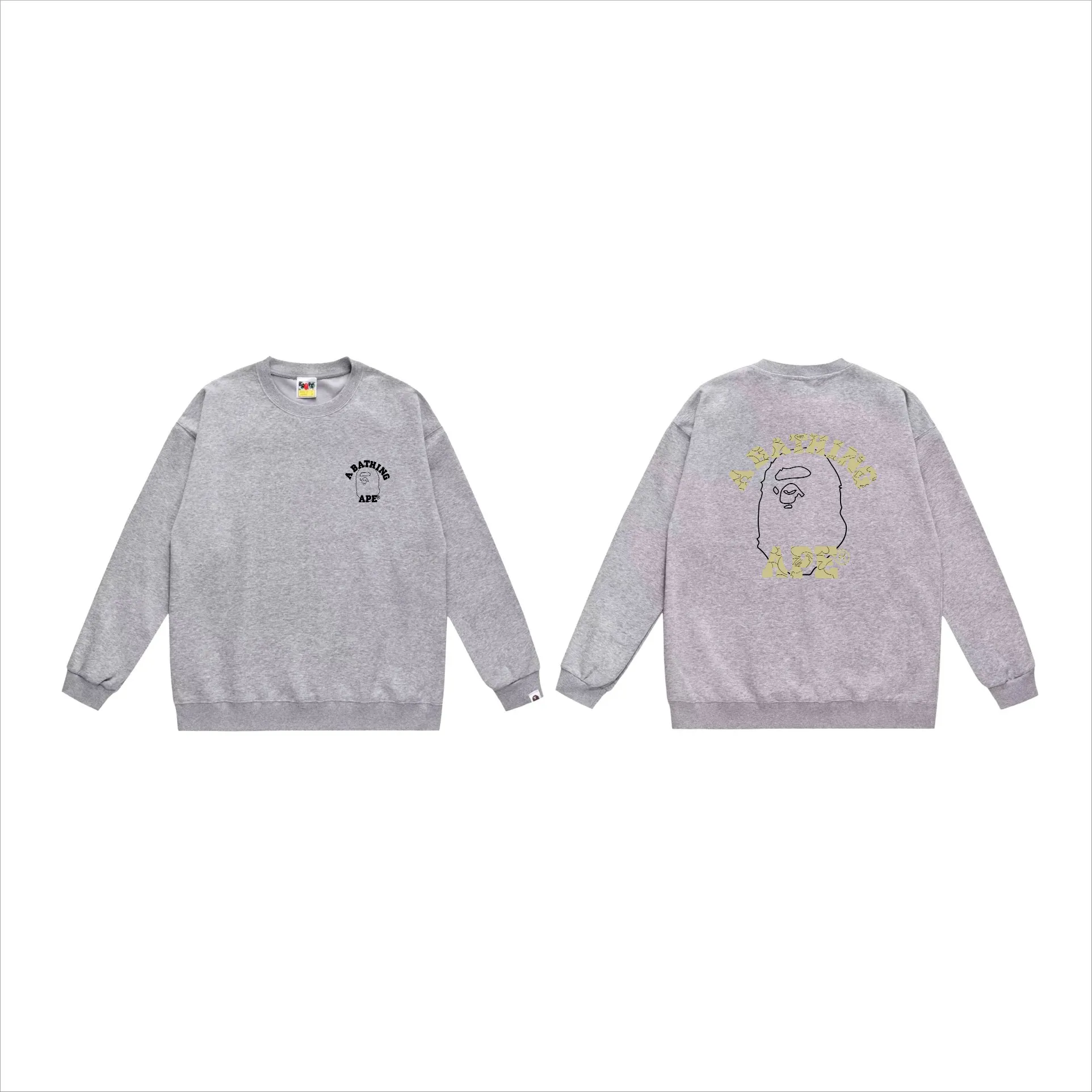 P170 model number SC562# terry 80 plus velvet 85 (top version) BAPE ape head letter back large ape head line printed round neck sweatshirt Made of 350g large terry (drop shoulder large version) fabric, soft texture and no pilling Imported environmentally friendly printing glue The pattern is bright and three-dimensional Quality 💥Same style for men and women The upper body is trendy Color: black white gray Size: S M L XL XXL
