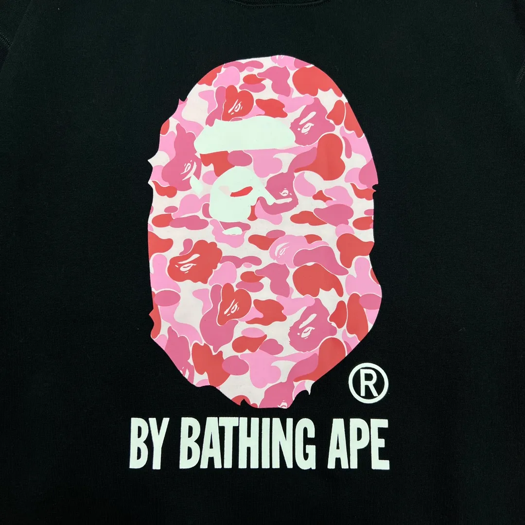 💰250 BAPE ABC CAMO ORGANIC camouflage ape head letter printing 420g weight pure cotton fabric ZP version Couple style: S-XXL [black green black pink black blue]