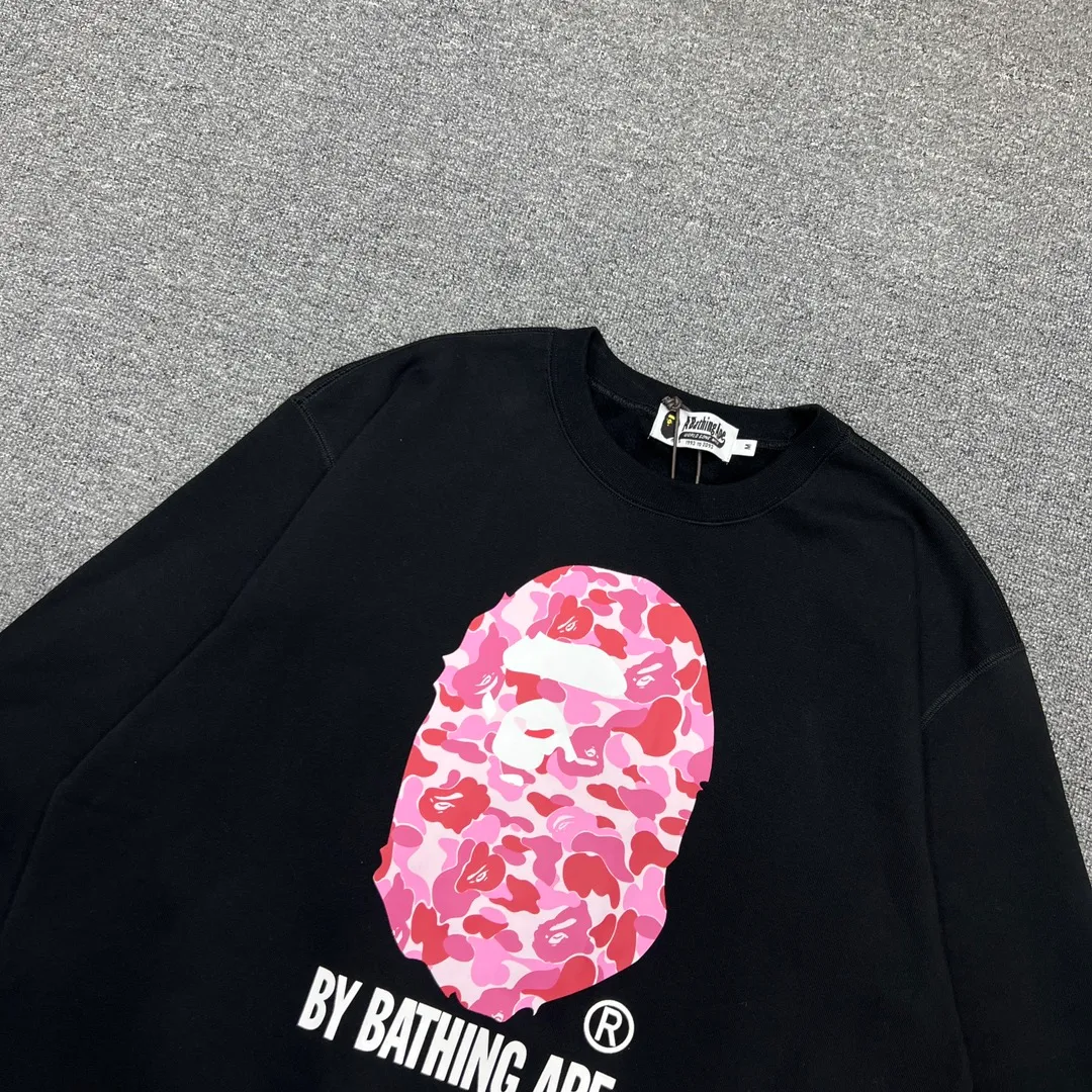 💰250 BAPE ABC CAMO ORGANIC camouflage ape head letter printing 420g weight pure cotton fabric ZP version Couple style: S-XXL [black green black pink black blue]