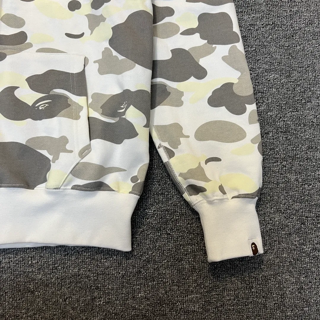 💰420 Bape shark yin and yang luminous camouflage customized fabric machine printed camouflage couple model: S—XXL [black and white]