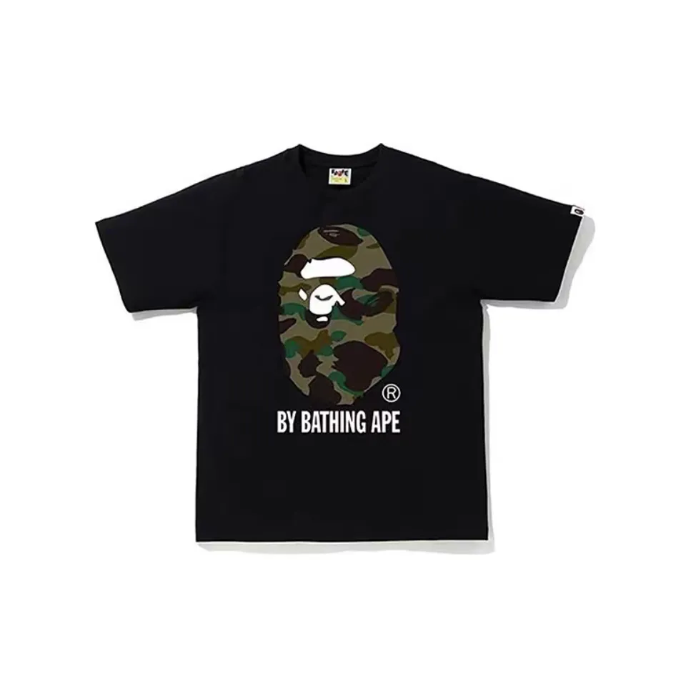 P110 00129 BAPE 1st Camo By Bathing Tee camouflage ape head print short-sleeved T-shirt, same style for men and women, size smlxlxxl, black and green camouflage, black and yellow camouflage, white and green camouflage, white and yellow camouflage