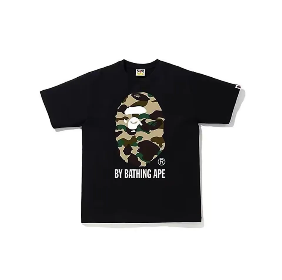 P110 00129 BAPE 1st Camo By Bathing Tee camouflage ape head print short-sleeved T-shirt, same style for men and women, size smlxlxxl, black and green camouflage, black and yellow camouflage, white and green camouflage, white and yellow camouflage