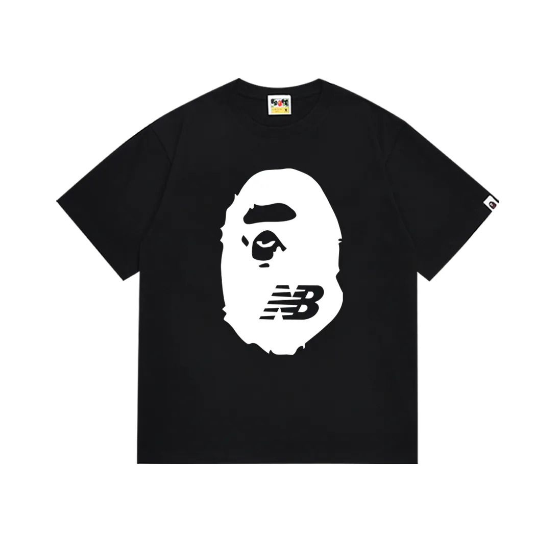 P110 SC053# (top version) BAPE Ape Man Head joint NB letter printed short-sleeved T-shirt with letter printing on the back. Made of 260 grams of high-quality high-woven pure cotton fabric. Double yarn combed. The texture is soft and does not pill. Imported environmentally friendly printing glue. The pattern is bright and three-dimensional. Quality 💥Same style for men and women. The upper body is trendy. Color: black and white. Size: S M L XL XXL