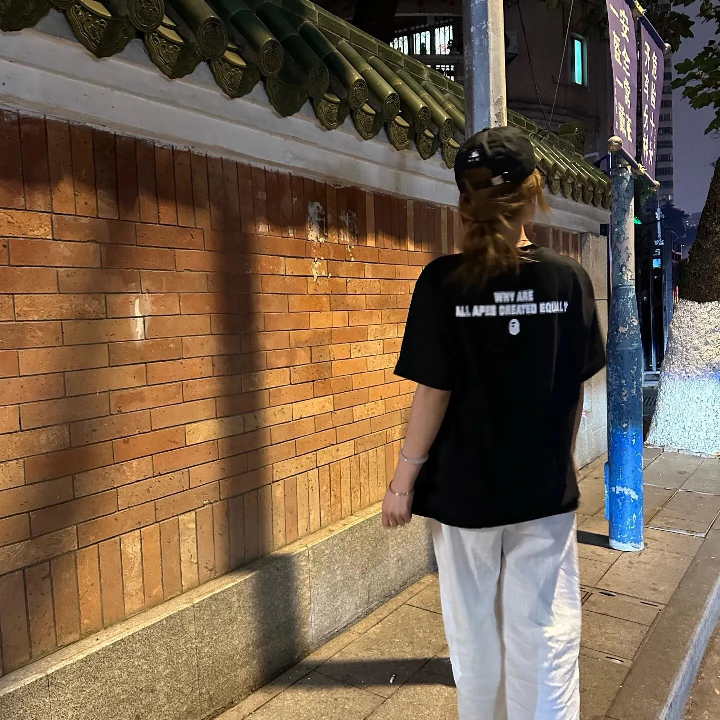 💰140 BAPE pixel letter printed pattern short-sleeved T-shirt 280g weight linen cotton fabric ZP version couple style: S-XXL [black gray]