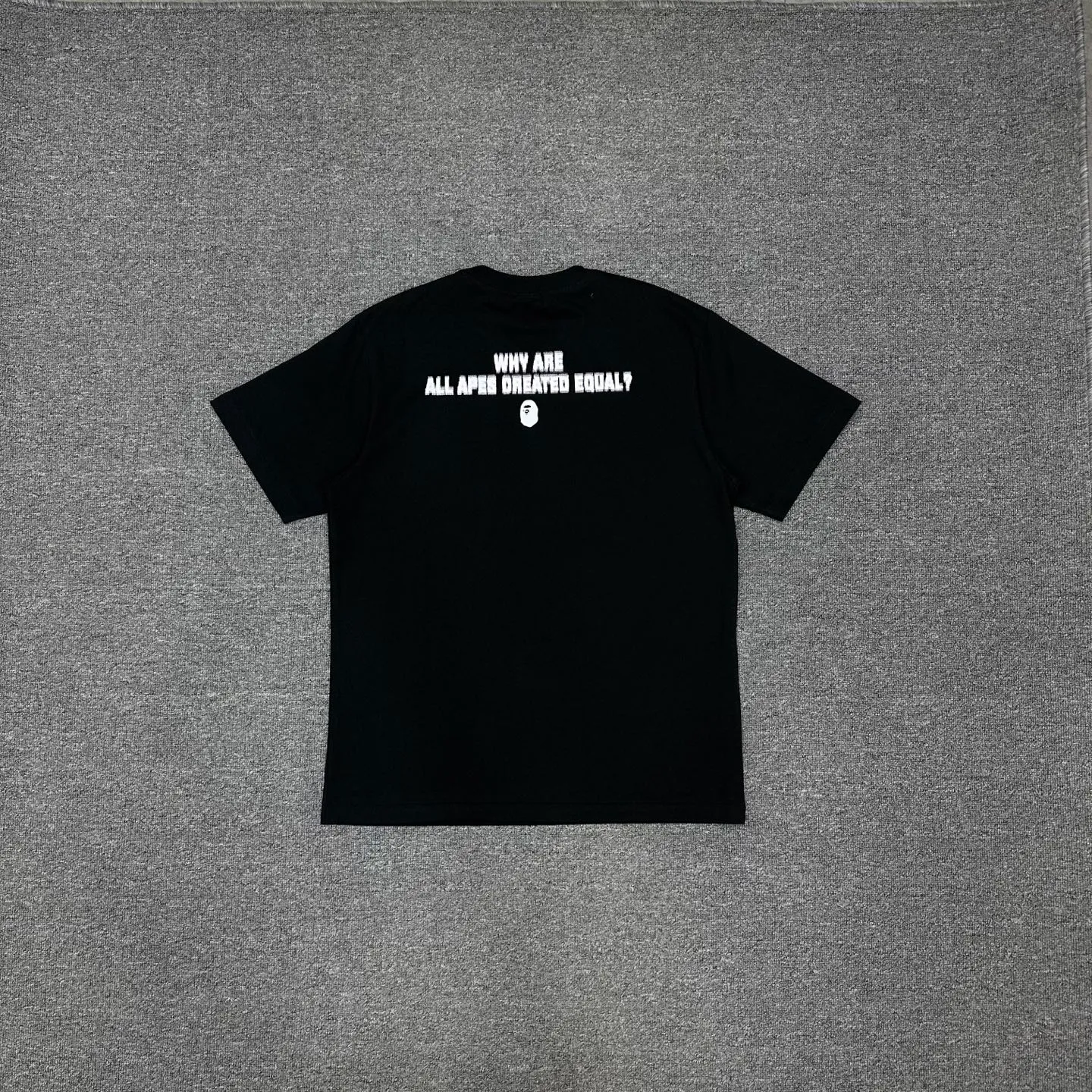 💰140 BAPE pixel letter printed pattern short-sleeved T-shirt 280g weight linen cotton fabric ZP version couple style: S-XXL [black gray]