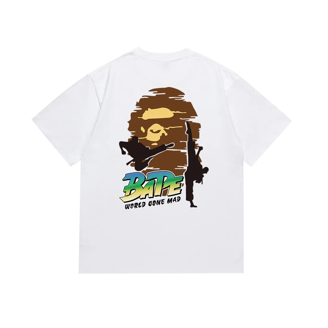 SC077#p110💰 (Top version) BAPE Japanese karate printed short-sleeved T-shirt made of 260 grams of high-quality high-woven pure cotton fabric, double yarn combed, soft and non-pilling, imported environmentally friendly printing glue, bright and three-dimensional pattern, quality 💥Same style for men and women, the upper body is fashionable Color: black white Size: S M L XL XXL