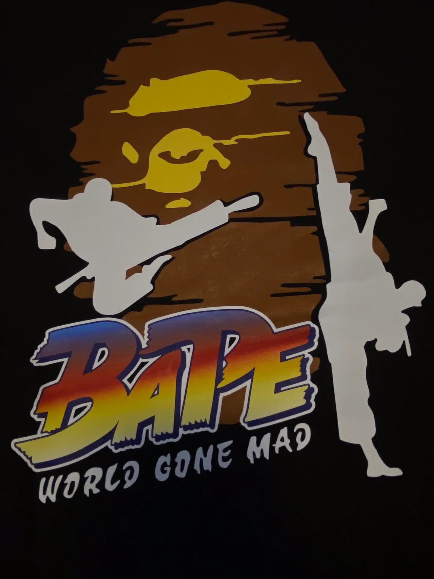 SC077#p110💰 (Top version) BAPE Japanese karate printed short-sleeved T-shirt made of 260 grams of high-quality high-woven pure cotton fabric, double yarn combed, soft and non-pilling, imported environmentally friendly printing glue, bright and three-dimensional pattern, quality 💥Same style for men and women, the upper body is fashionable Color: black white Size: S M L XL XXL