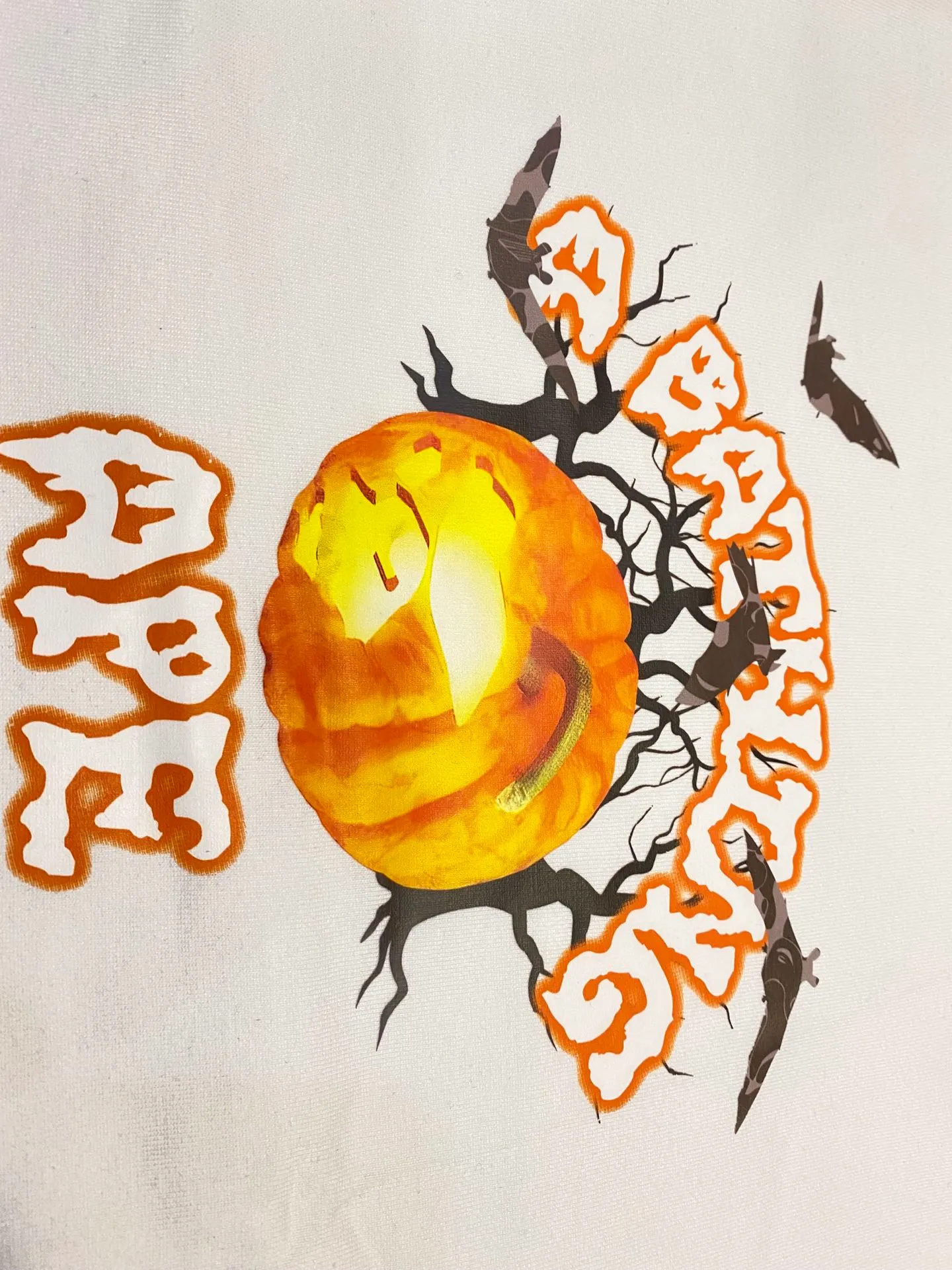 SC112#p110💰 (top version) BAPE Halloween pumpkin letter bat pattern printed short-sleeved T-shirt Made of 260 grams of high-quality high-weave pure cotton fabric, double yarn combed, soft texture and no pilling Imported environmentally friendly printing glue The pattern is bright and three-dimensional Quality💥Same style for men and women The upper body is trendy Color: black white Size: S M L XL XXL