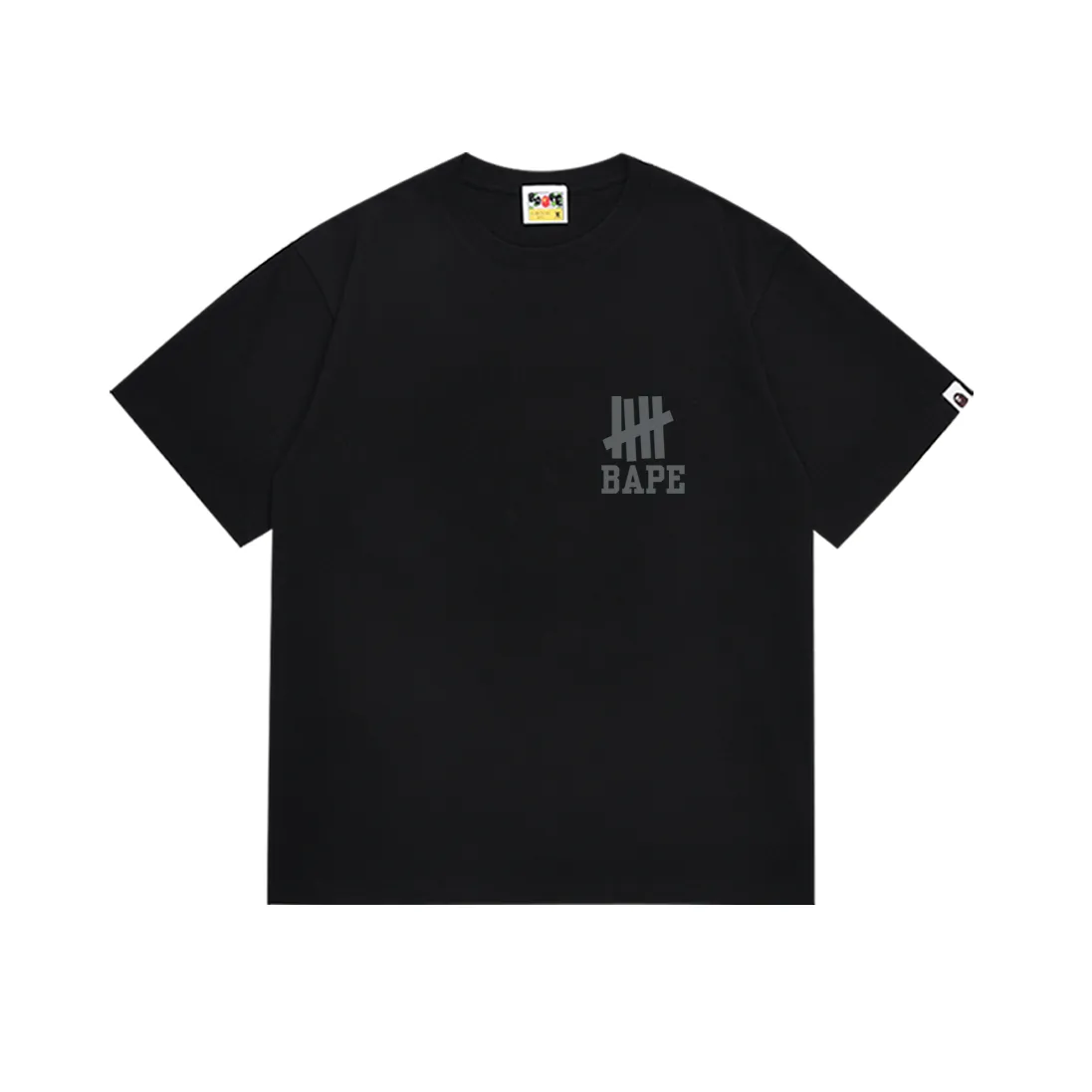 SC170#p110💰 (top version) BAPE co-branded five-bar ape letter pattern printed short-sleeved T-shirt. Made of 260 grams of high-quality high-weave pure cotton fabric. Double yarn combed. The texture is soft and non-pilling. Imported environmentally friendly printing glue. The pattern is bright and three-dimensional. The quality is the same for men and women. The upper body is trendy. Color: black white. Size: S M L XL XXL