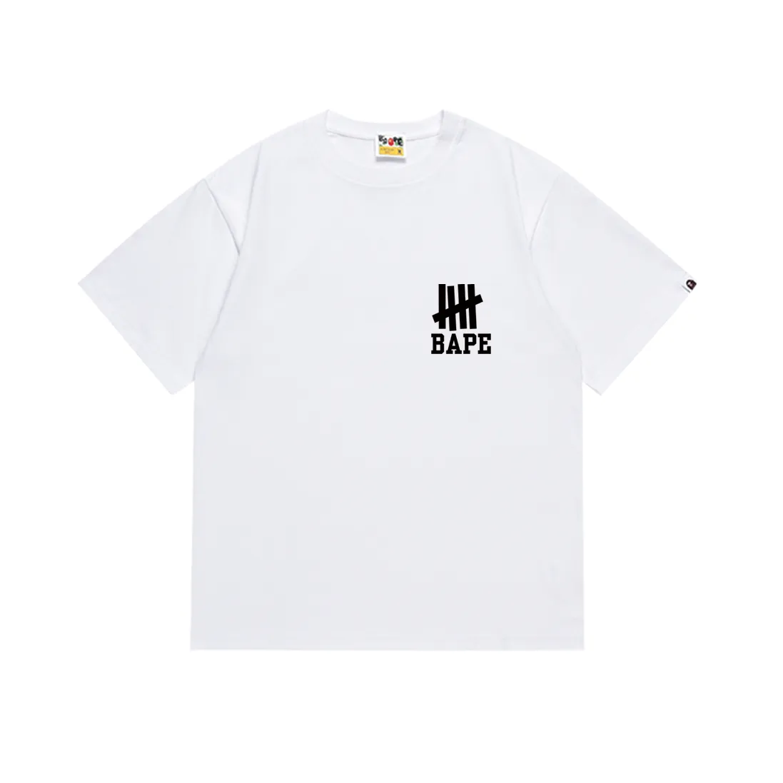 SC170#p110💰 (top version) BAPE co-branded five-bar ape letter pattern printed short-sleeved T-shirt. Made of 260 grams of high-quality high-weave pure cotton fabric. Double yarn combed. The texture is soft and non-pilling. Imported environmentally friendly printing glue. The pattern is bright and three-dimensional. The quality is the same for men and women. The upper body is trendy. Color: black white. Size: S M L XL XXL