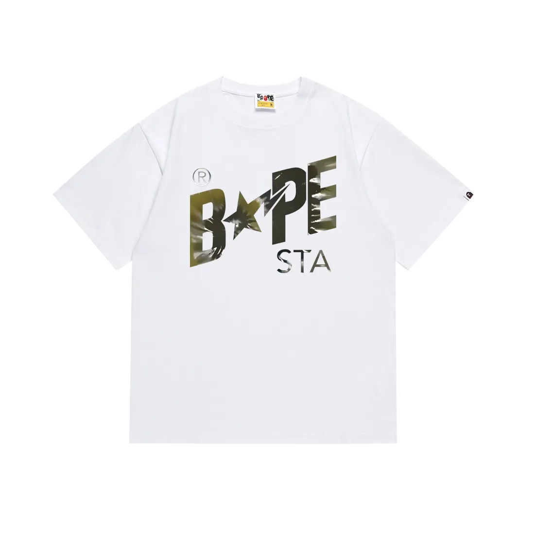 SC114#p110💰 (top version) BAPE tie-dye letter star printed short-sleeved T-shirt Made of 260 grams of high-quality high-weave pure cotton fabric, double yarn combed, soft texture and no pilling Imported environmentally friendly printing glue, bright and three-dimensional pattern, quality 💥Same style for men and women, the upper body is fashionable Color: black white Size: S M L XL XXL