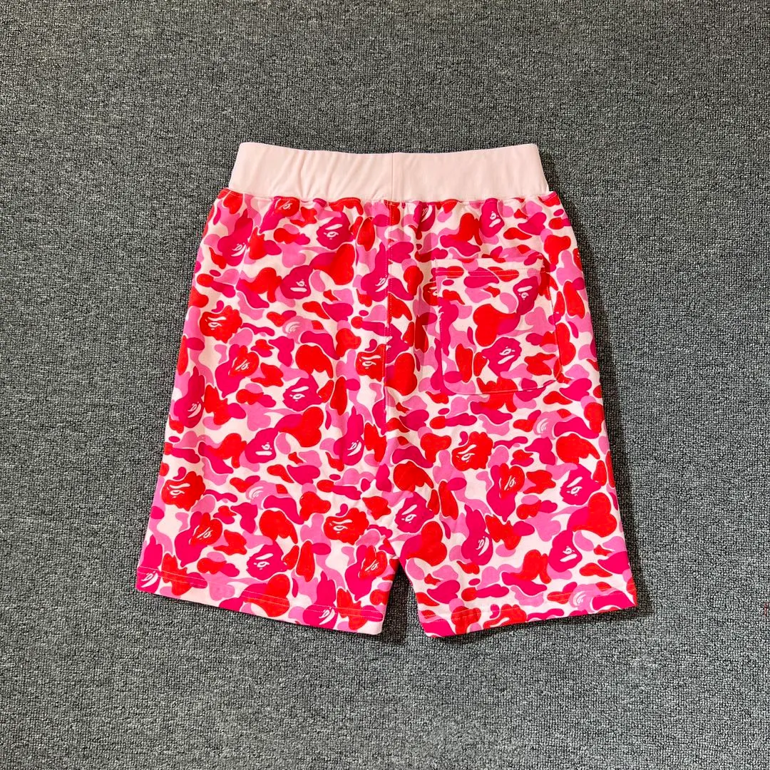 💰200 BAPE Camo Shark Shorts Abc Camo Shark Shorts 340g pure cotton custom fabric ZP version Couple style: M—XXL [Rose Pink]