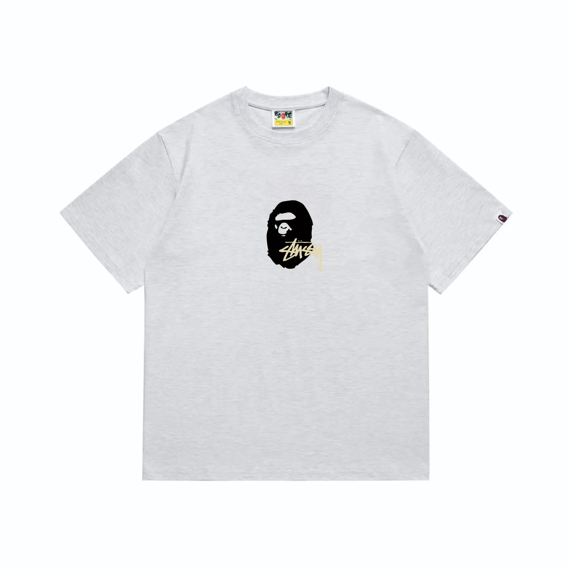 SC210#p110💰 (top version) BAPE×Stussy co-branded Stussy letter ape print T-shirt Made of 260 grams of high-quality high-weave pure cotton fabric, double yarn combed, soft texture and no pilling Imported environmentally friendly printing glue, bright and three-dimensional pattern, quality 💥Same style for men and women, the upper body is fashionable Color: black and yellow print, white and yellow print, gray and yellow print, pink and yellow print, red and yellow print, white and black print, pink and black print Red and black printing Gray and black printing White and purple printing Pink and purple printing Red and purple printing Gray and purple printing Size: S M L XL XXL
