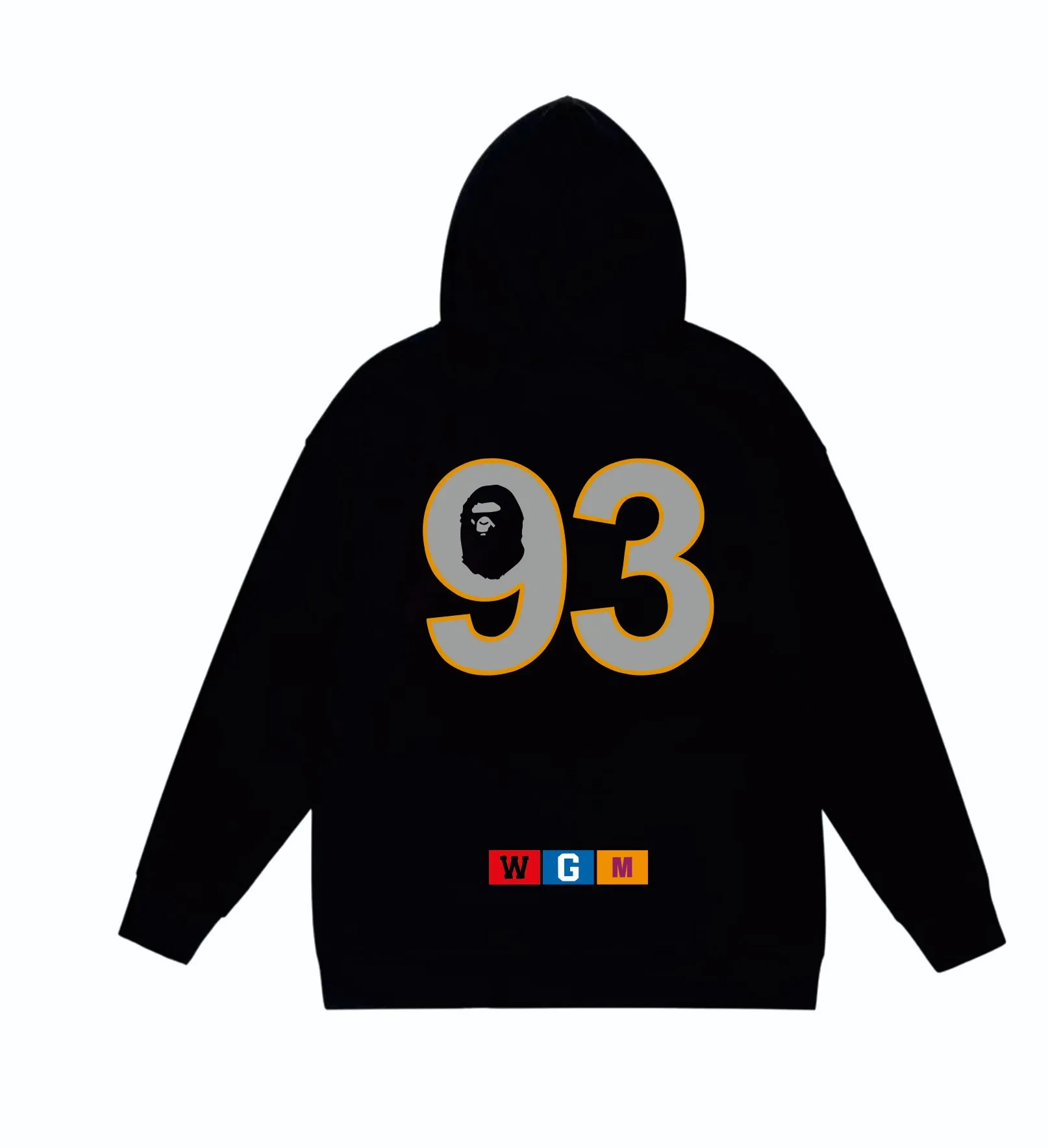 P160 model number SC830# terry 80 plus velvet 90 (top version) BAPE ape head WGM alphanumeric print pattern hooded sweatshirt. Made of 380g large terry (drop shoulder large version) fabric, soft texture and no pilling. Imported environmentally friendly printing glue. Bright and three-dimensional pattern. Quality 💥Same style for men and women. The upper body is trendy. Color: Black White Gray Size: S M L XL XXL
