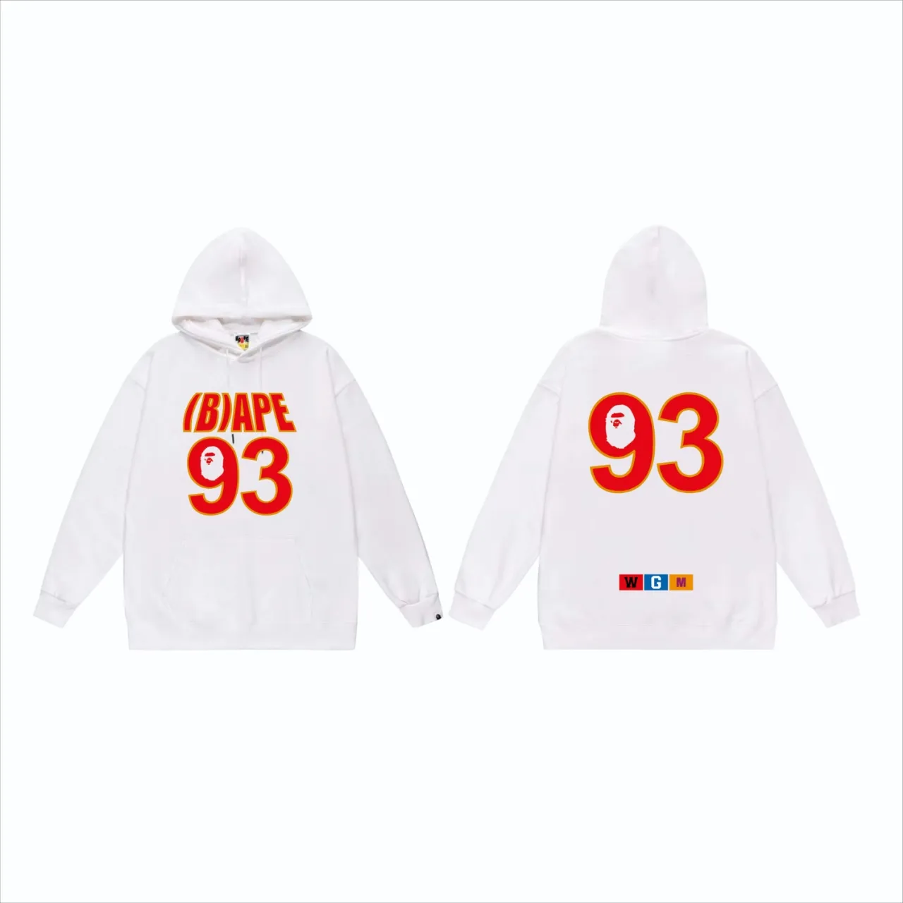 P160 model number SC830# terry 80 plus velvet 90 (top version) BAPE ape head WGM alphanumeric print pattern hooded sweatshirt. Made of 380g large terry (drop shoulder large version) fabric, soft texture and no pilling. Imported environmentally friendly printing glue. Bright and three-dimensional pattern. Quality 💥Same style for men and women. The upper body is trendy. Color: Black White Gray Size: S M L XL XXL