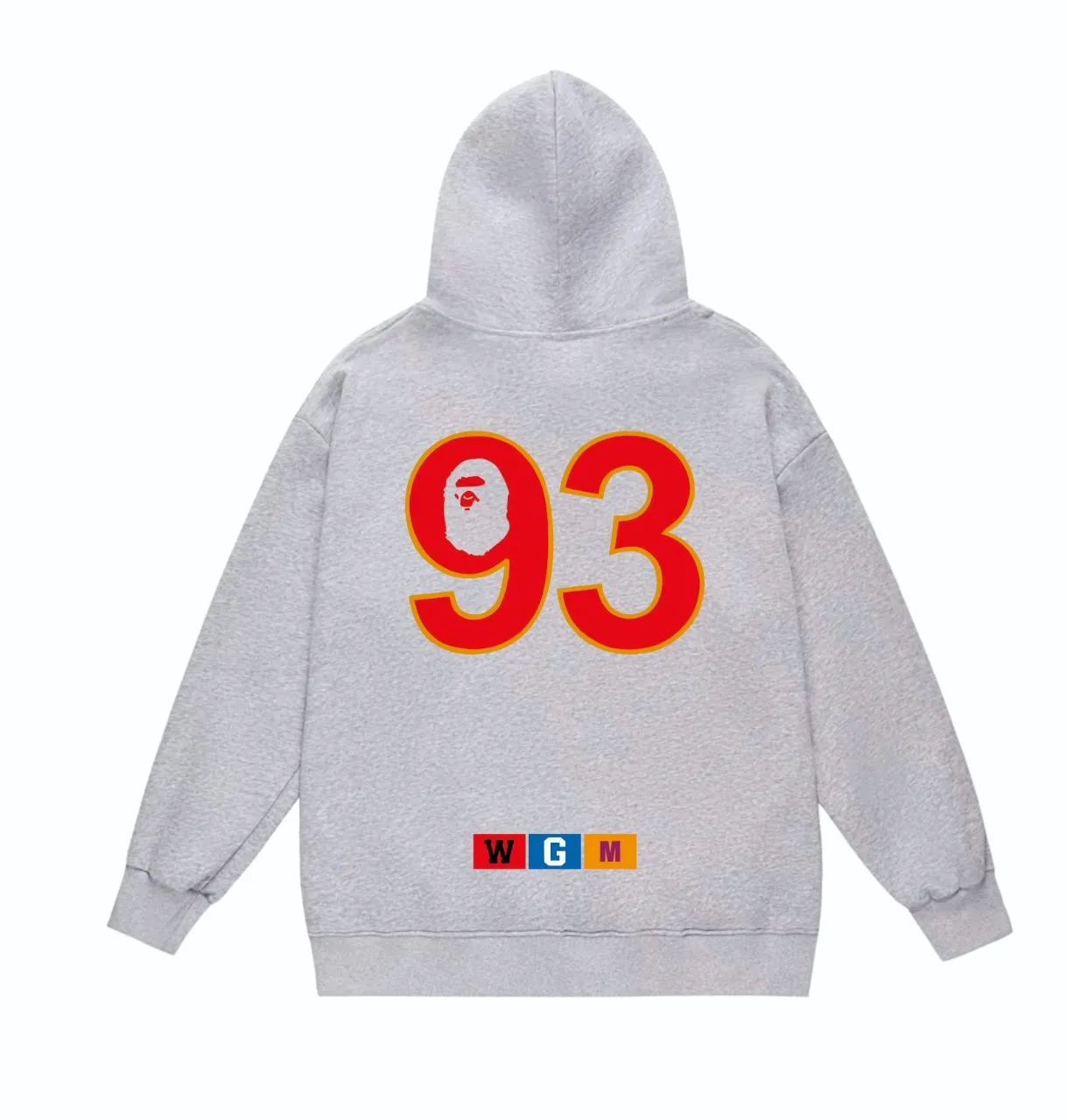 P160 model number SC830# terry 80 plus velvet 90 (top version) BAPE ape head WGM alphanumeric print pattern hooded sweatshirt. Made of 380g large terry (drop shoulder large version) fabric, soft texture and no pilling. Imported environmentally friendly printing glue. Bright and three-dimensional pattern. Quality 💥Same style for men and women. The upper body is trendy. Color: Black White Gray Size: S M L XL XXL