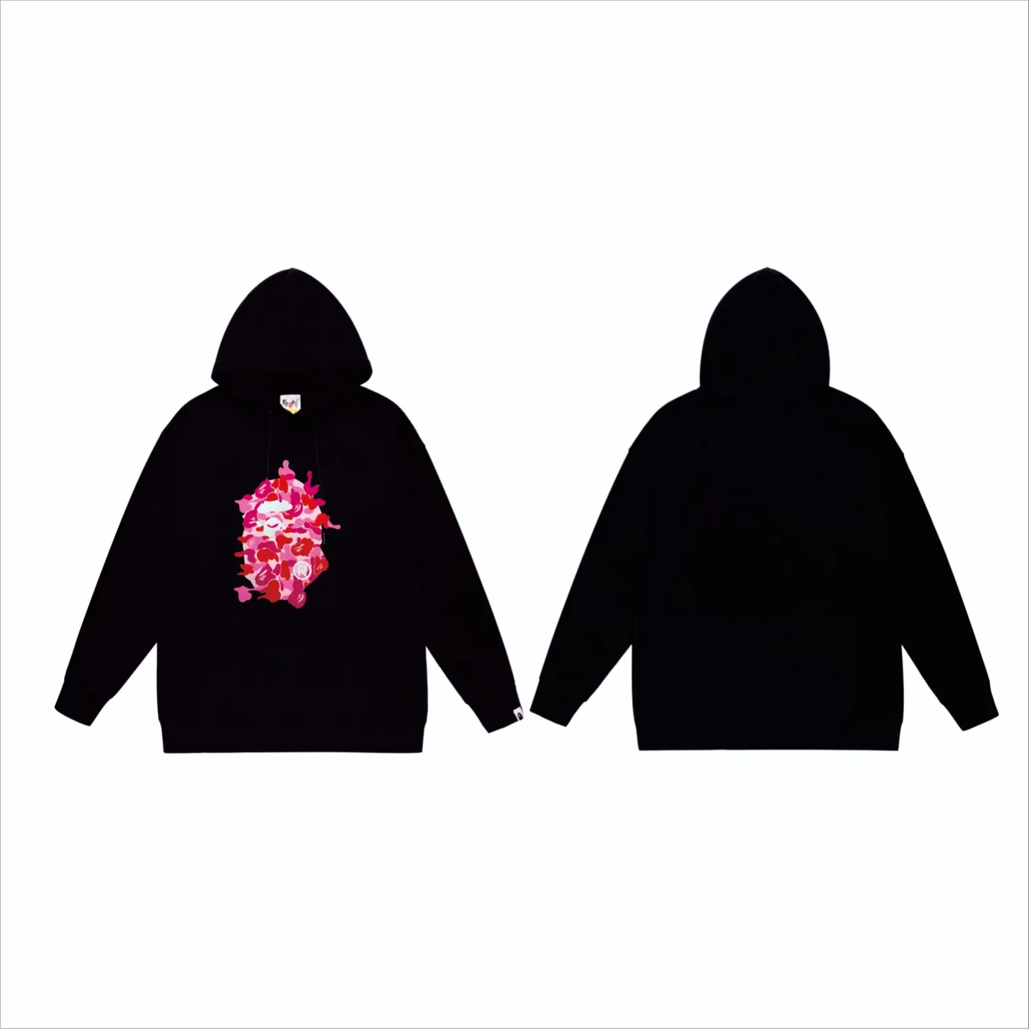 P160 model number SC846# terry 80 plus velvet 90 (top version) BAPE ABC CAMO REBUILD BIG APE HEAD TEE restructured ape-man big head print hooded sweatshirt. Made of 380 grams of large terry (drop shoulder large version) fabric. The texture is soft and does not pill. Imported environmentally friendly printing glue. The pattern is bright and three-dimensional. Quality💥Same style for men and women. The upper body is trendy. Color: black green, white green, gray green, black blue White blue Gray blue Black pink White pink Gray pink Size: S M L XL XXL