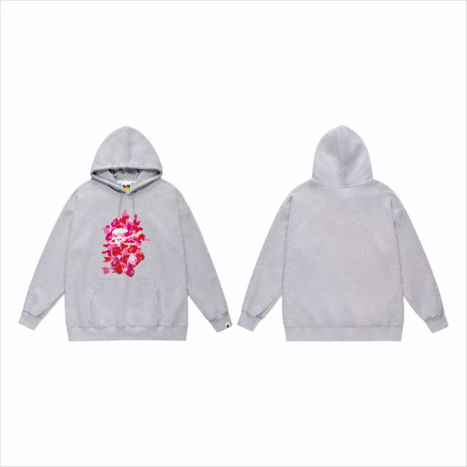 P160 model number SC846# terry 80 plus velvet 90 (top version) BAPE ABC CAMO REBUILD BIG APE HEAD TEE restructured ape-man big head print hooded sweatshirt. Made of 380 grams of large terry (drop shoulder large version) fabric. The texture is soft and does not pill. Imported environmentally friendly printing glue. The pattern is bright and three-dimensional. Quality💥Same style for men and women. The upper body is trendy. Color: black green, white green, gray green, black blue White blue Gray blue Black pink White pink Gray pink Size: S M L XL XXL