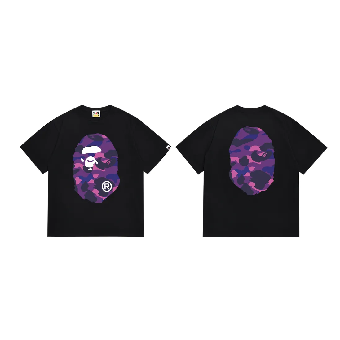P110 SC060# (top version) BAPE double-sided camouflage ape head printed short-sleeved T-shirt Made of 260 grams of high-quality high-weave pure cotton fabric, double yarn combed, soft texture and no pilling Imported environmentally friendly printing glue, bright and three-dimensional pattern, quality 💥unisex style, the upper body is fashionable Color: white camouflage black camouflage white yellow black yellow white green black green white purple black purple white red black red Size: S M L XL XXL