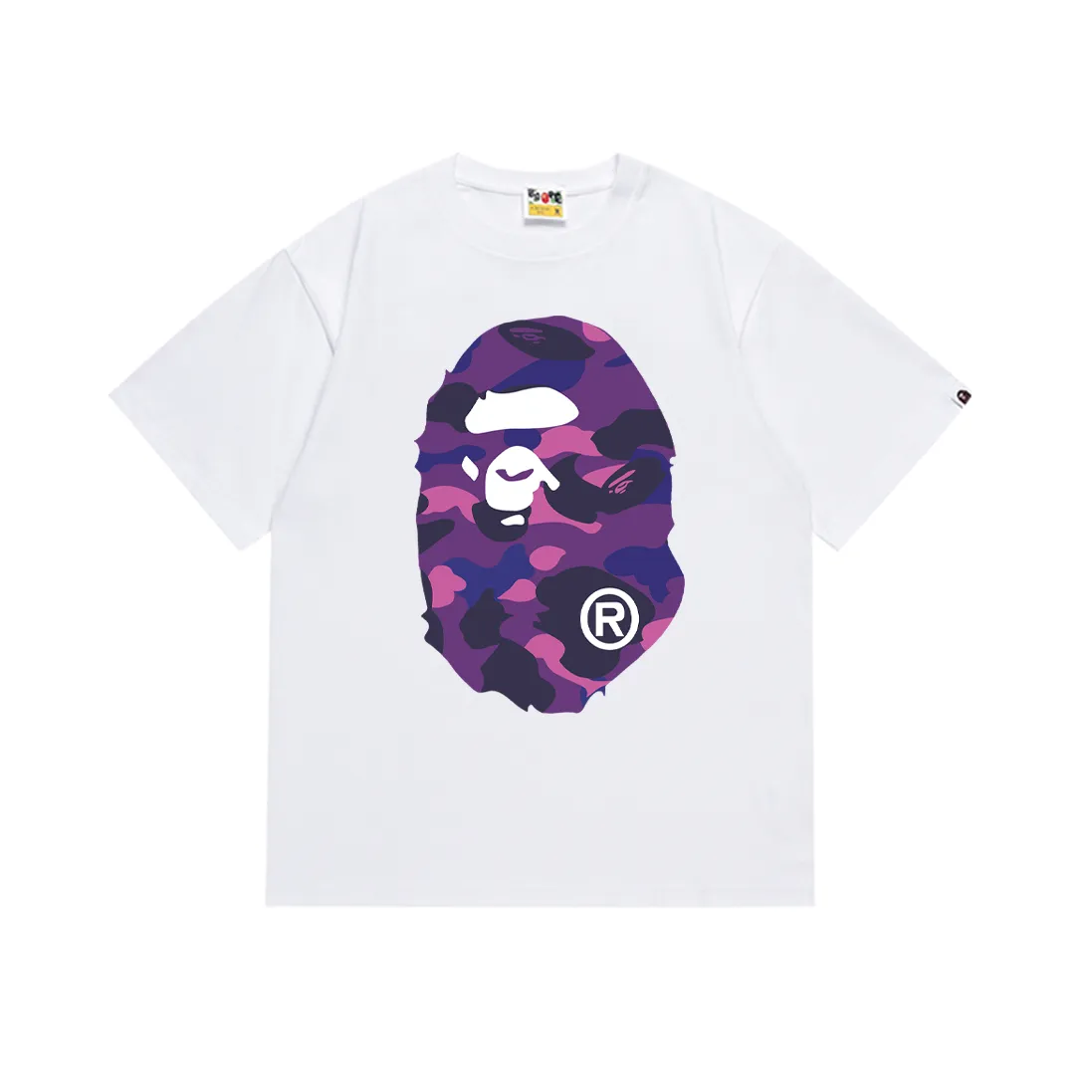 P110 SC060# (top version) BAPE double-sided camouflage ape head printed short-sleeved T-shirt Made of 260 grams of high-quality high-weave pure cotton fabric, double yarn combed, soft texture and no pilling Imported environmentally friendly printing glue, bright and three-dimensional pattern, quality 💥unisex style, the upper body is fashionable Color: white camouflage black camouflage white yellow black yellow white green black green white purple black purple white red black red Size: S M L XL XXL