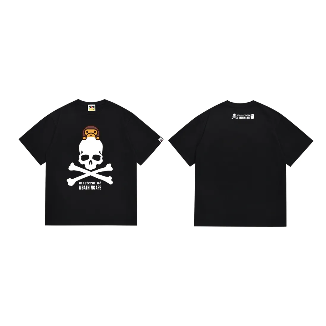 SC177#p110💰 (Top version) BAPE skull ape and monkey cartoon short-sleeved T-shirt Made of 260 grams of high-quality high-woven pure cotton fabric, double yarn combed, soft texture and no pilling Imported environmentally friendly printing glue, bright and three-dimensional pattern, quality 💥Same style for men and women, the upper body is fashionable Color: black white Size: S M L XL XXL