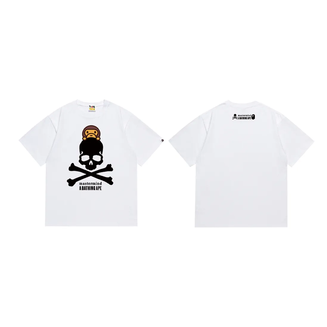 SC177#p110💰 (Top version) BAPE skull ape and monkey cartoon short-sleeved T-shirt Made of 260 grams of high-quality high-woven pure cotton fabric, double yarn combed, soft texture and no pilling Imported environmentally friendly printing glue, bright and three-dimensional pattern, quality 💥Same style for men and women, the upper body is fashionable Color: black white Size: S M L XL XXL