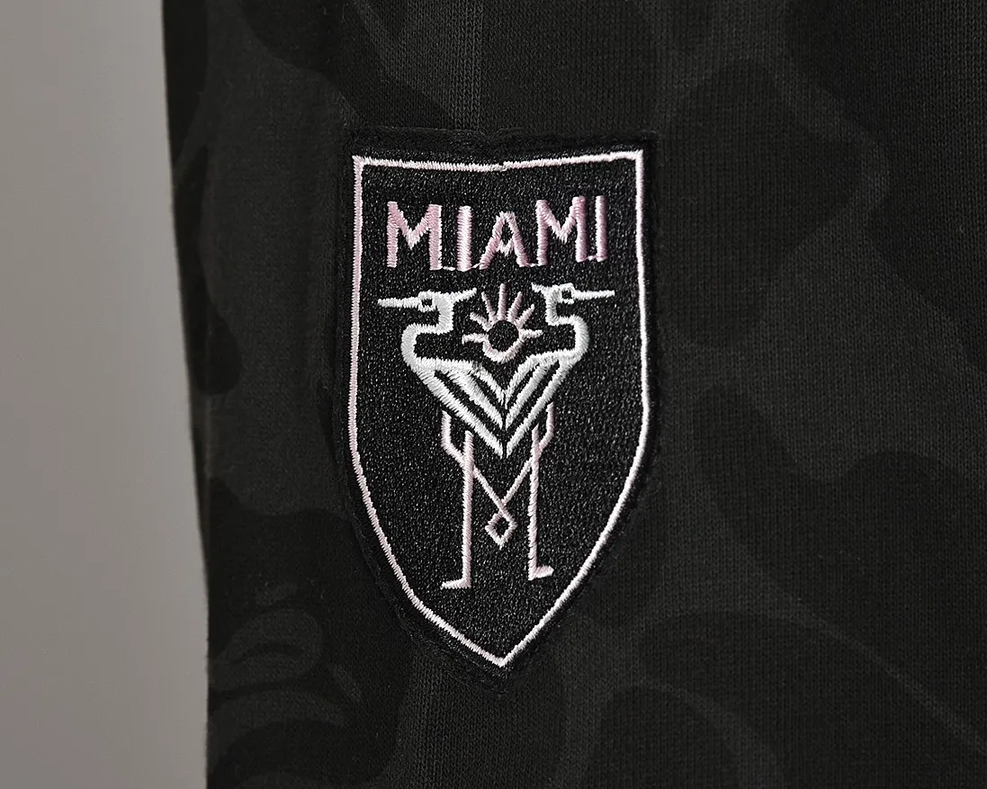 P200 Miami-Model B200 BAPE×inter MIAMI Messi joint Miami International multi-color camouflage hooded sweatshirt Color: black, white, pink Size: S M L XL XXL