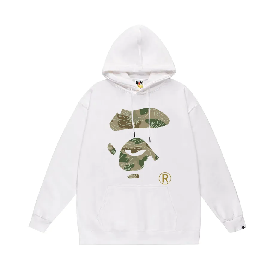 Model number SC759# Terry p160 plus velvet 180💰 (top version) BAPE camouflage ape face letter hooded sweatshirt Made of 380 grams of large terry (drop shoulder large version) fabric, soft texture and no pilling Imported environmentally friendly printing glue The pattern is bright and three-dimensional Quality💥Same style for men and women The upper body is trendy Color: black white gray Size: S M L XL XXL