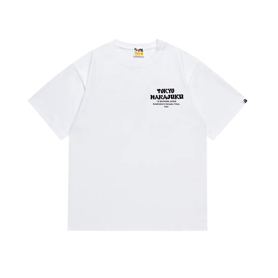 P110 SC029#p (top version) BAPE ape head letter print Japanese Daruma pattern short-sleeved T-shirt Made of 260 grams of high-quality high-woven pure cotton fabric, double yarn combed, soft texture and no pilling Imported environmentally friendly printing glue, bright and three-dimensional pattern, quality 💥Same style for men and women, the upper body is fashionable Color: black and white Size: S M L XL XXL