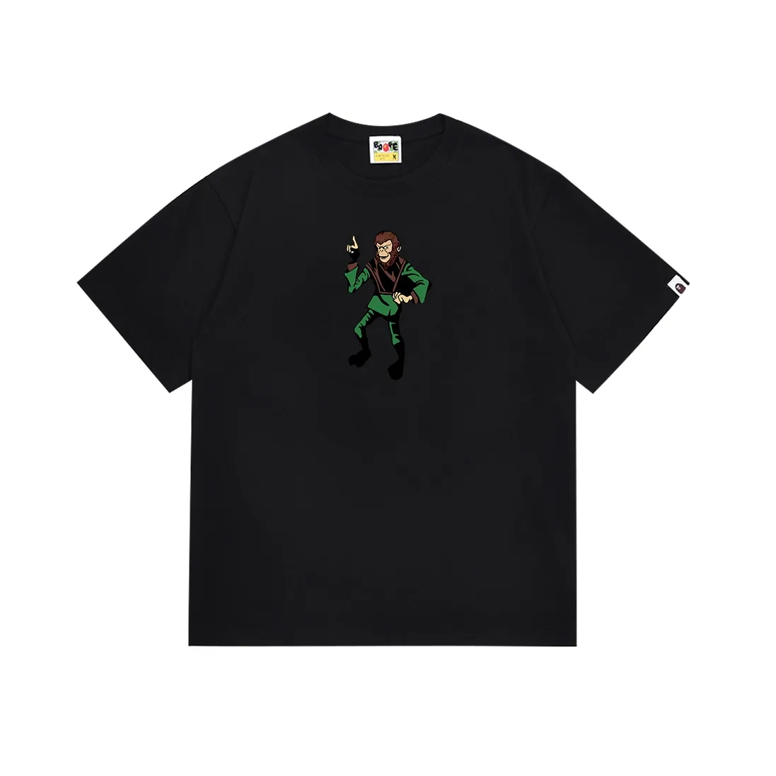 SC137#p110💰 (top version) BAPE ape head pattern letter printed short-sleeved T-shirt Made of 260 grams of high-quality high-weave pure cotton fabric, double yarn combed, soft texture and no pilling Imported environmentally friendly printing glue, bright and three-dimensional pattern, quality 💥Same style for men and women, the upper body is fashionable Color: black white Size: S M L XL XXL