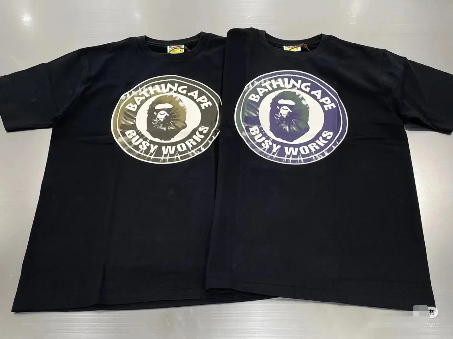 P110 001095 BAPE FW22 solid color ape pattern printed round neck pullover short-sleeved T-shirt, same style for men and women, size smlxlxxl, black purple, black black