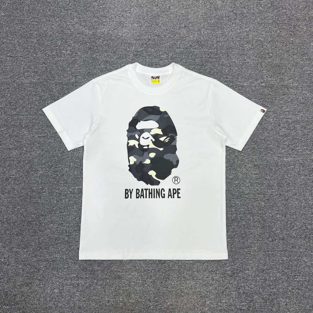 💰140 BAPECITY CAMO APE TEE luminous camouflage letter print 280g weight linen cotton fabric ZP version couple model: S-XXL [black gray white gray black black white black]
