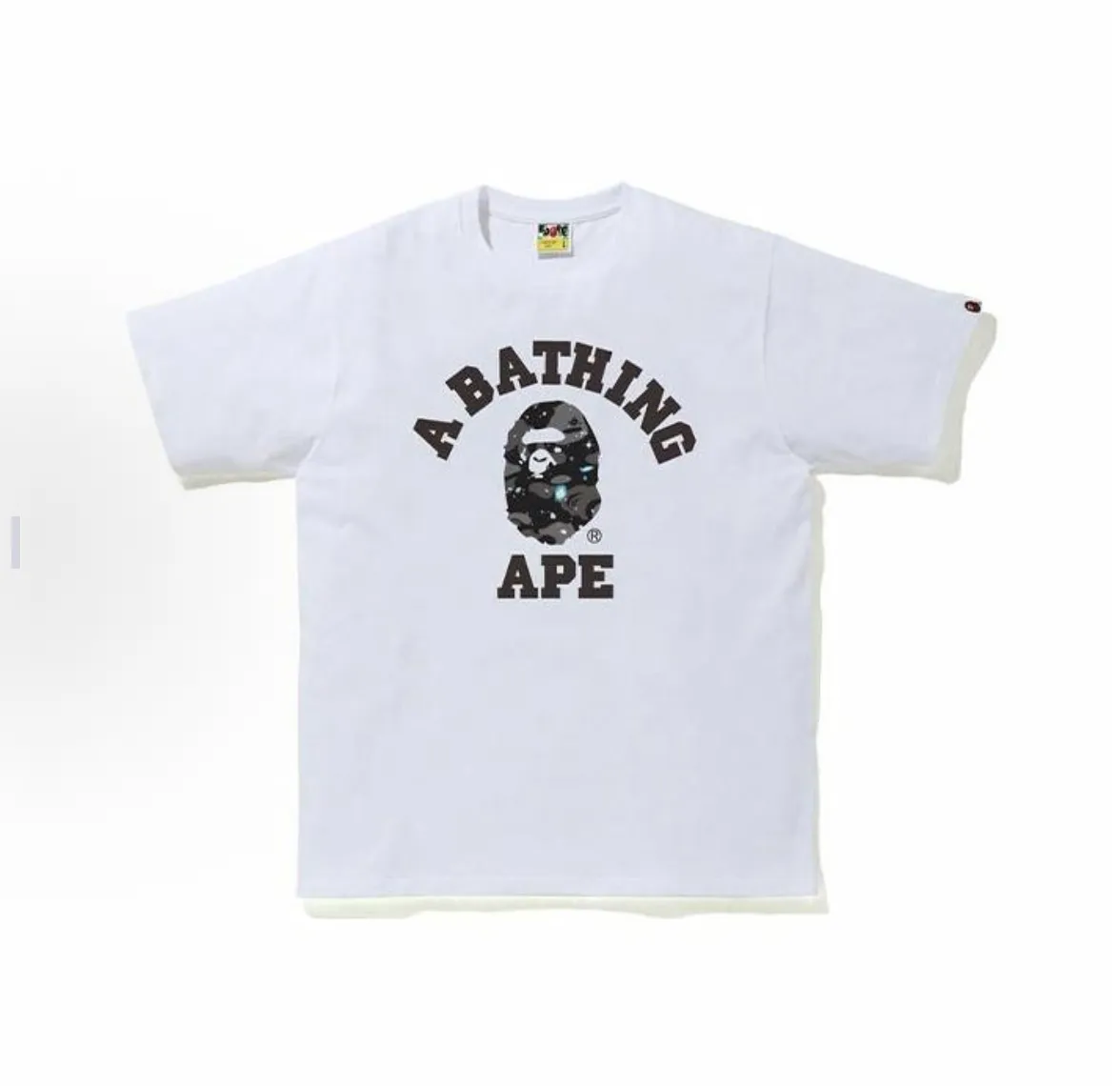 P110 00107 BAPE Space Camo College Tee starry sky camouflage college ape print short-sleeved T-shirt, same style for men and women, size smlxlxxl, black and white