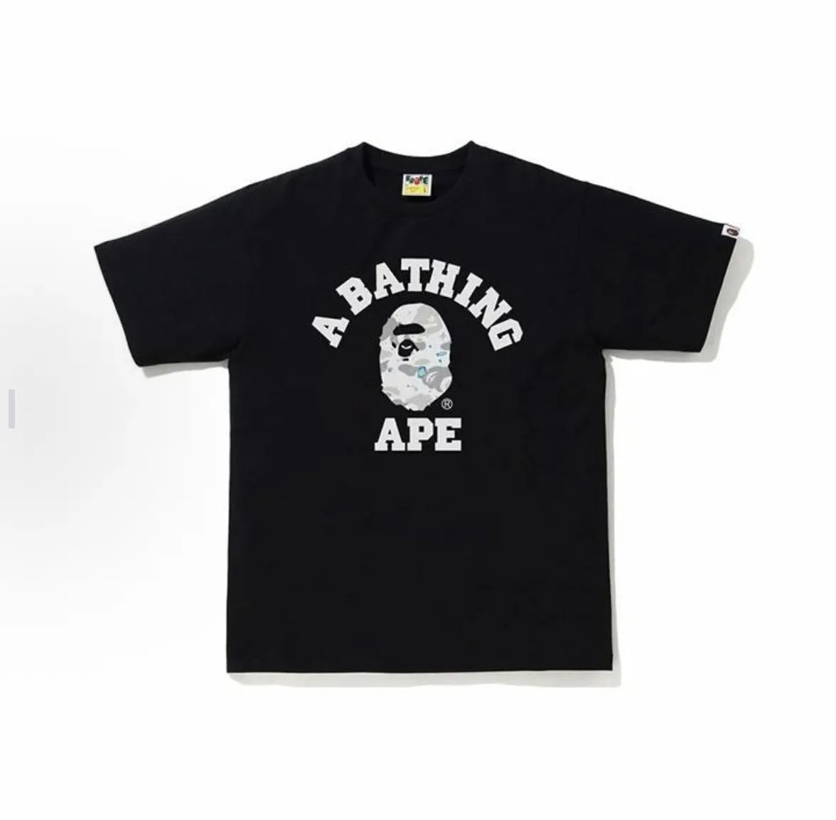 P110 00107 BAPE Space Camo College Tee starry sky camouflage college ape print short-sleeved T-shirt, same style for men and women, size smlxlxxl, black and white
