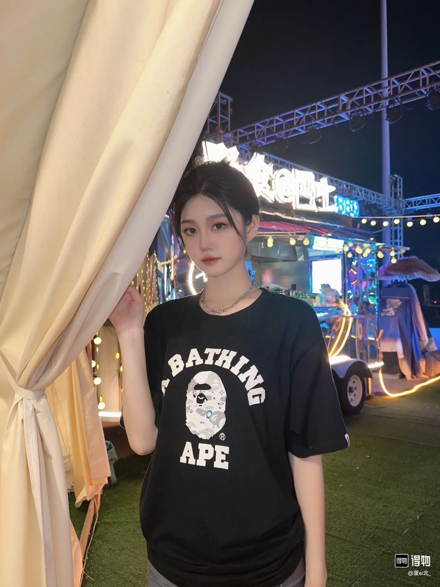 P110 00107 BAPE Space Camo College Tee starry sky camouflage college ape print short-sleeved T-shirt, same style for men and women, size smlxlxxl, black and white