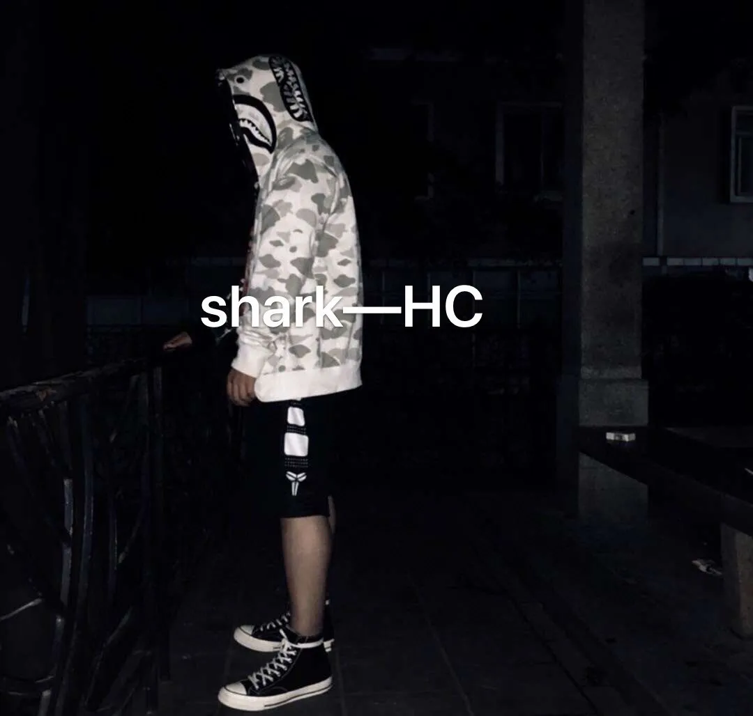 💰400 BAPE Classic black and white luminous camouflage shark zipper hooded sweatshirt Top-notch custom fabrics Complete labels Super exquisite workmanship details Couple style: S—XXL [Black White]