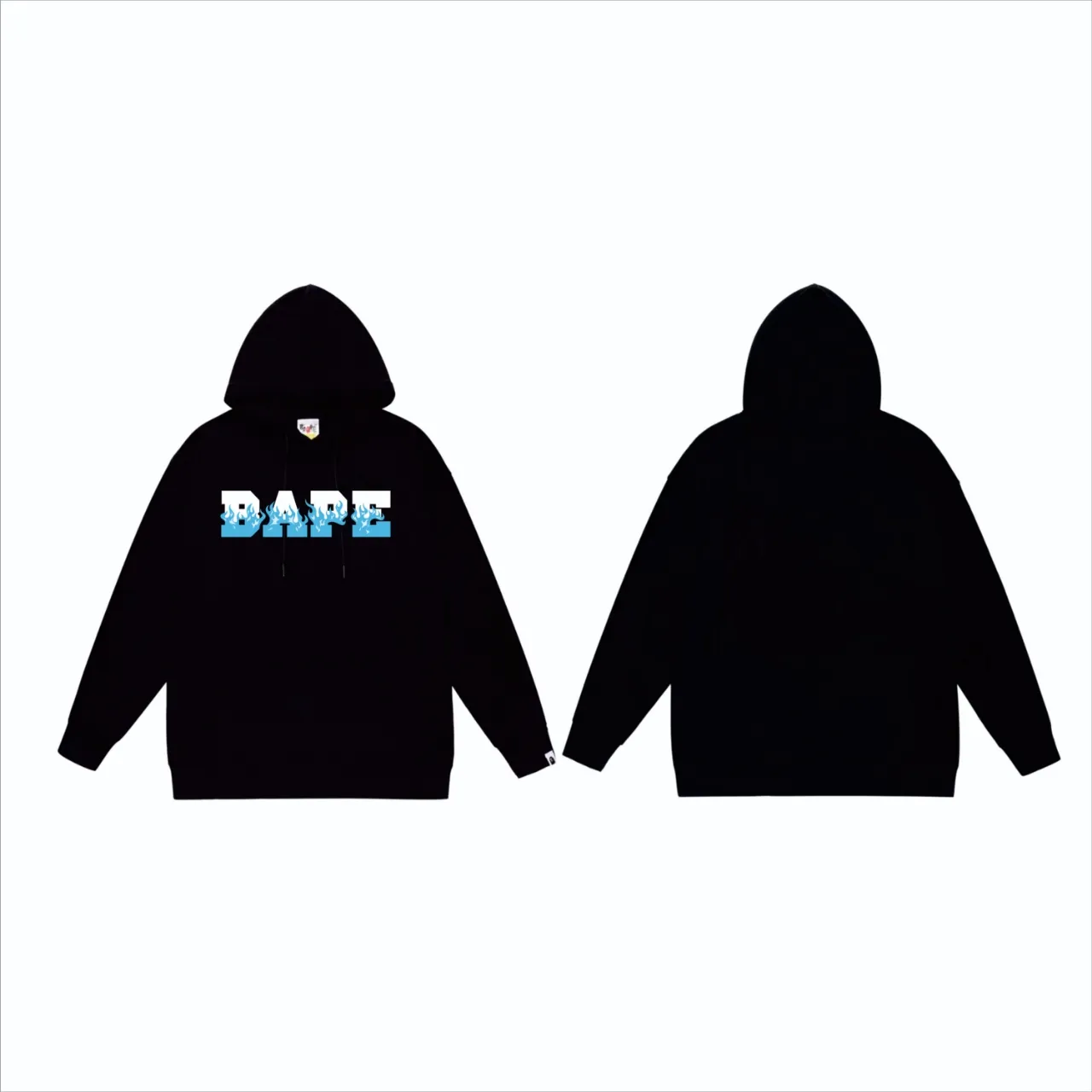 P160 model number SC837# terry 80 plus velvet 90 (top version) BAPE flame letter print pattern hooded sweatshirt. Made of 380 grams of large terry (drop shoulder large version) fabric. The texture is soft and non-pilling. Imported environmentally friendly printing glue. The pattern is bright and three-dimensional. Quality 💥Same style for men and women. The upper body is trendy. Color: black white gray Size: S M L XL XXL