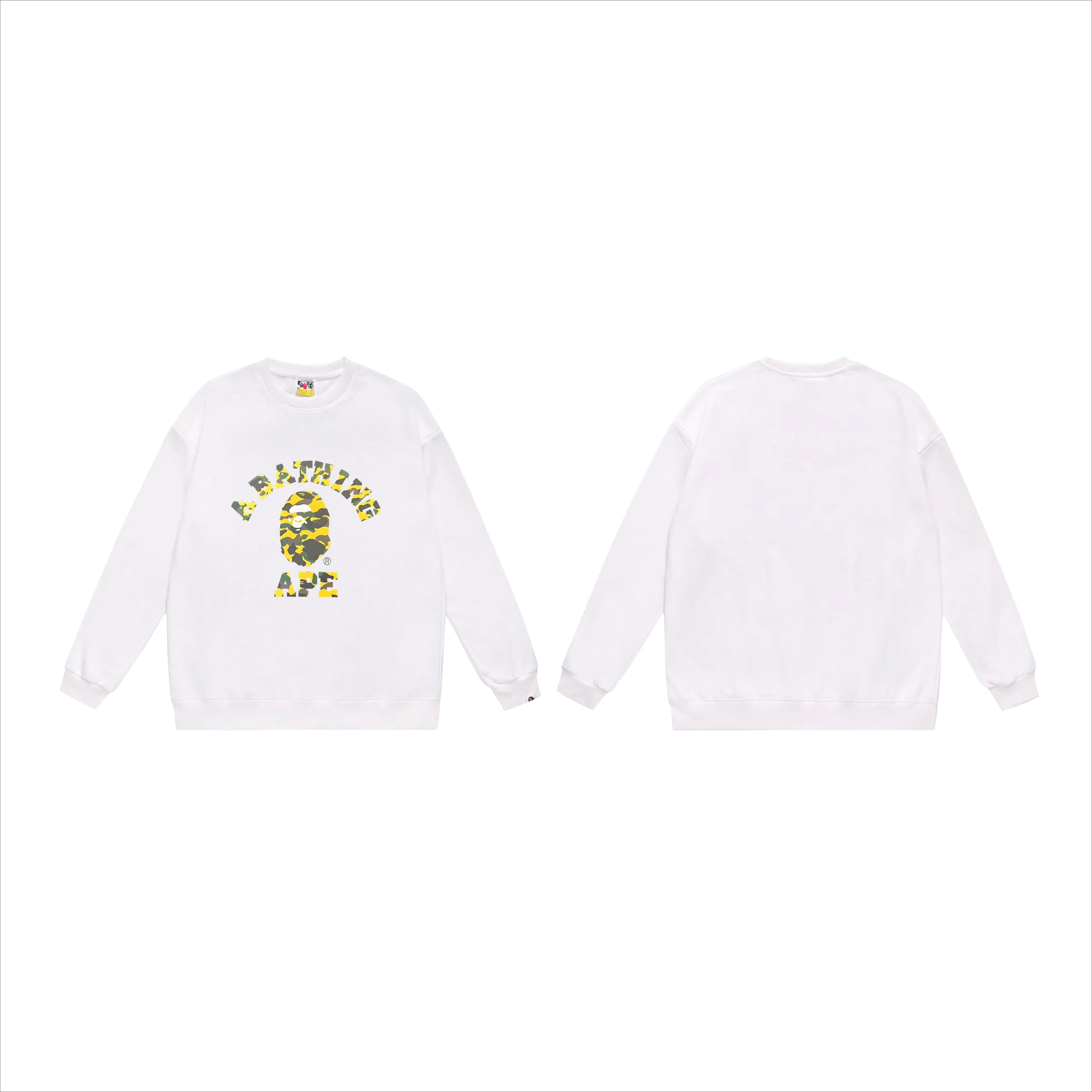 P170 model number SC549# terry 80 plus velvet 85 (top version) BAPE camouflage ape head letter print pattern round neck sweatshirt Made of 350g large terry (drop shoulder large version) fabric, soft texture and no pilling Imported environmentally friendly printing glue, bright and three-dimensional pattern, quality 💥Same style for men and women, the upper body is fashionable Color: black camouflage white camouflage gray camouflage black and red white red gray red black blue white blue Gray blue Black purple White purple Gray purple Black and yellow White and yellow Gray and yellow Size: S M L XL XXL