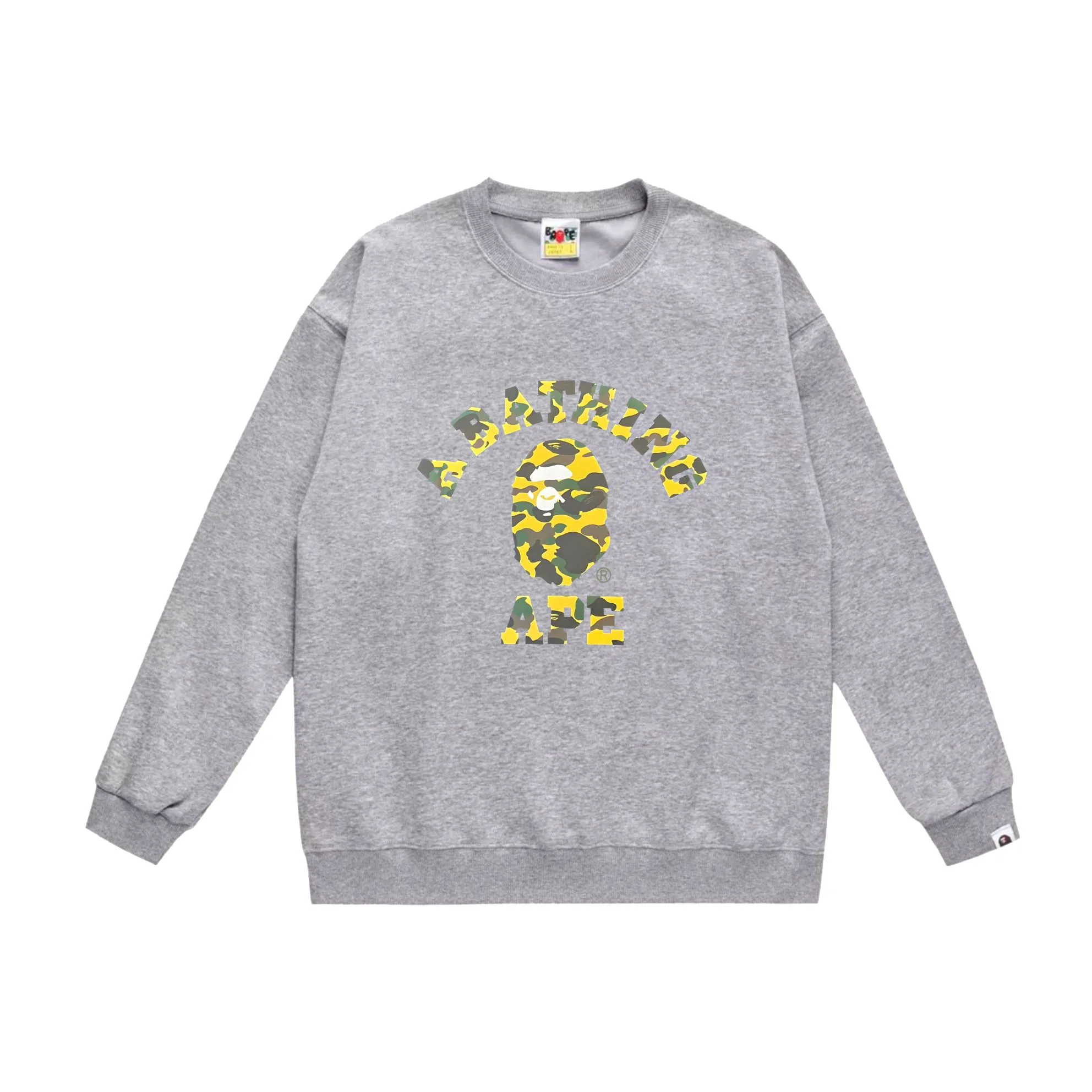 P170 model number SC549# terry 80 plus velvet 85 (top version) BAPE camouflage ape head letter print pattern round neck sweatshirt Made of 350g large terry (drop shoulder large version) fabric, soft texture and no pilling Imported environmentally friendly printing glue, bright and three-dimensional pattern, quality 💥Same style for men and women, the upper body is fashionable Color: black camouflage white camouflage gray camouflage black and red white red gray red black blue white blue Gray blue Black purple White purple Gray purple Black and yellow White and yellow Gray and yellow Size: S M L XL XXL