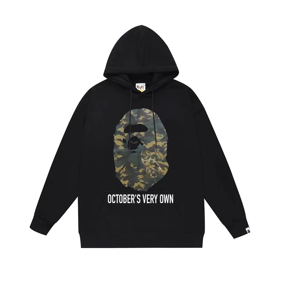 P190 model number SC616# terry 85 plus velvet 95 (top version) BAPE ape head co-branded bronzing owl print hooded sweatshirt Made of 380g large terry (drop shoulder large version) fabric, soft and non-pilling, imported environmentally friendly printing glue, bright and three-dimensional pattern, quality 💥Same style for men and women, the upper body is fashionable Color: black white gray Size: S M L XL XXL