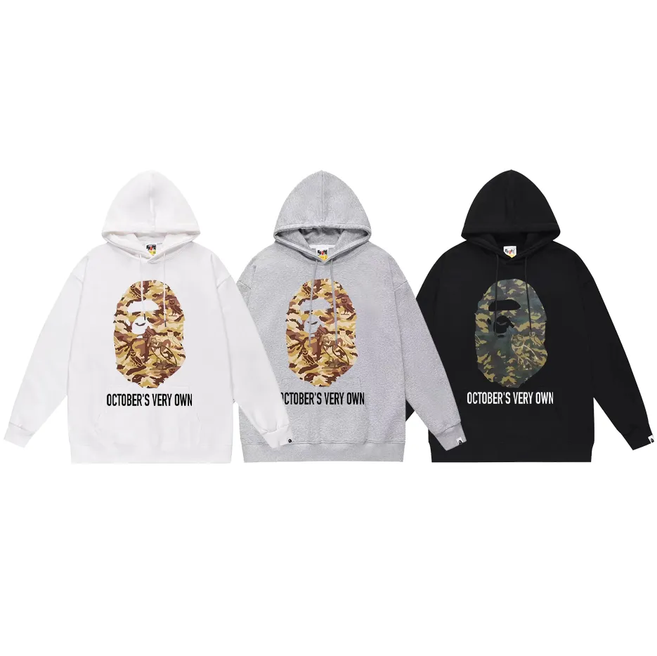 P190 model number SC616# terry 85 plus velvet 95 (top version) BAPE ape head co-branded bronzing owl print hooded sweatshirt Made of 380g large terry (drop shoulder large version) fabric, soft and non-pilling, imported environmentally friendly printing glue, bright and three-dimensional pattern, quality 💥Same style for men and women, the upper body is fashionable Color: black white gray Size: S M L XL XXL