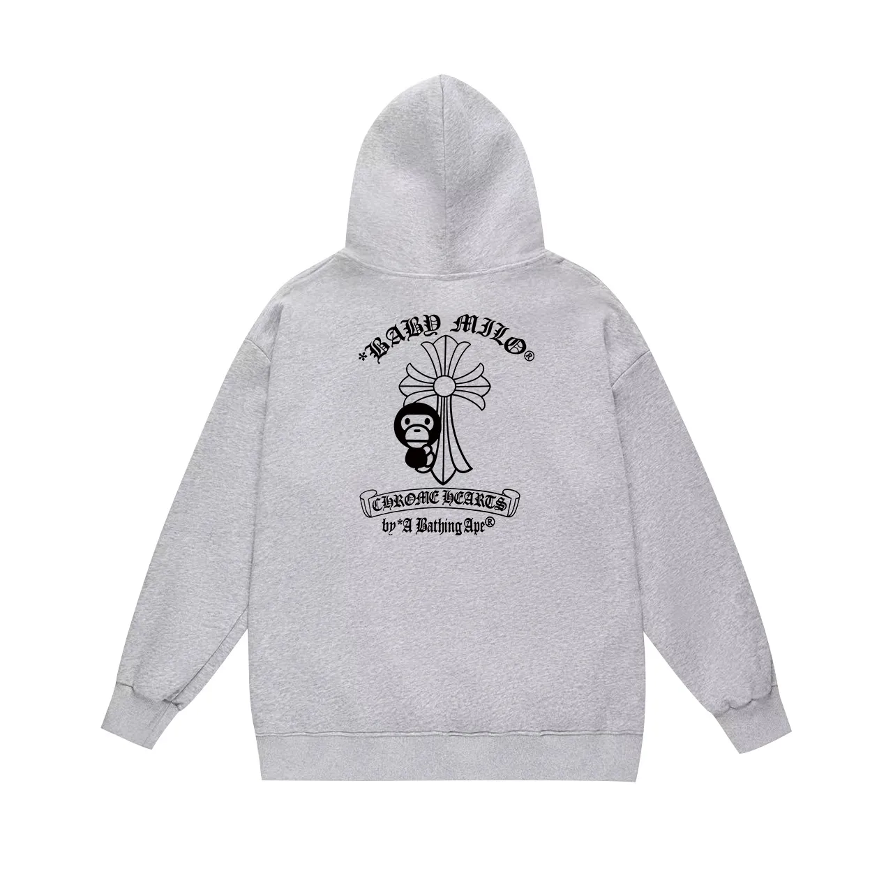 Style number SC666#terry p160 plus velvet p180💰 (top version) BAPE ✖️CHROME Ape Man Head co-branded Croix Heart classic letter printed hooded sweatshirt Made of 380g large terry 430g silver fox velvet (drop shoulder large version) fabric, soft texture and no pilling Imported environmentally friendly printing glue The pattern is bright and three-dimensional Quality 💥Same style for men and women The upper body is trendy Color: black white gray Size: S M L XL XXL
