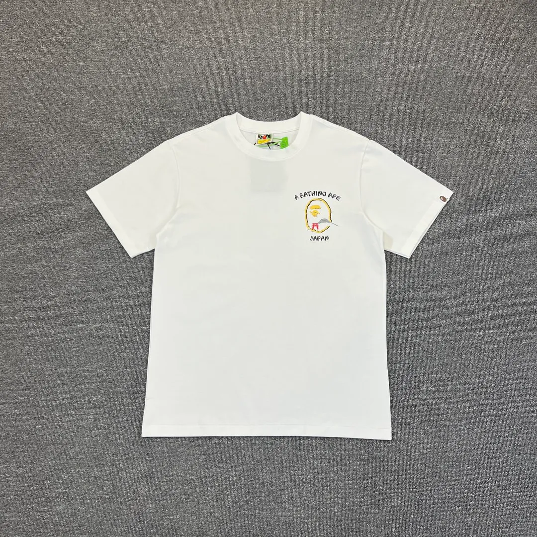 💰140 Bape SOUVENIR Yokosuka ape head on the back, foam rubber printing, 280g weight linen cotton fabric, ZP version, couple style: S—XXL [black and white]