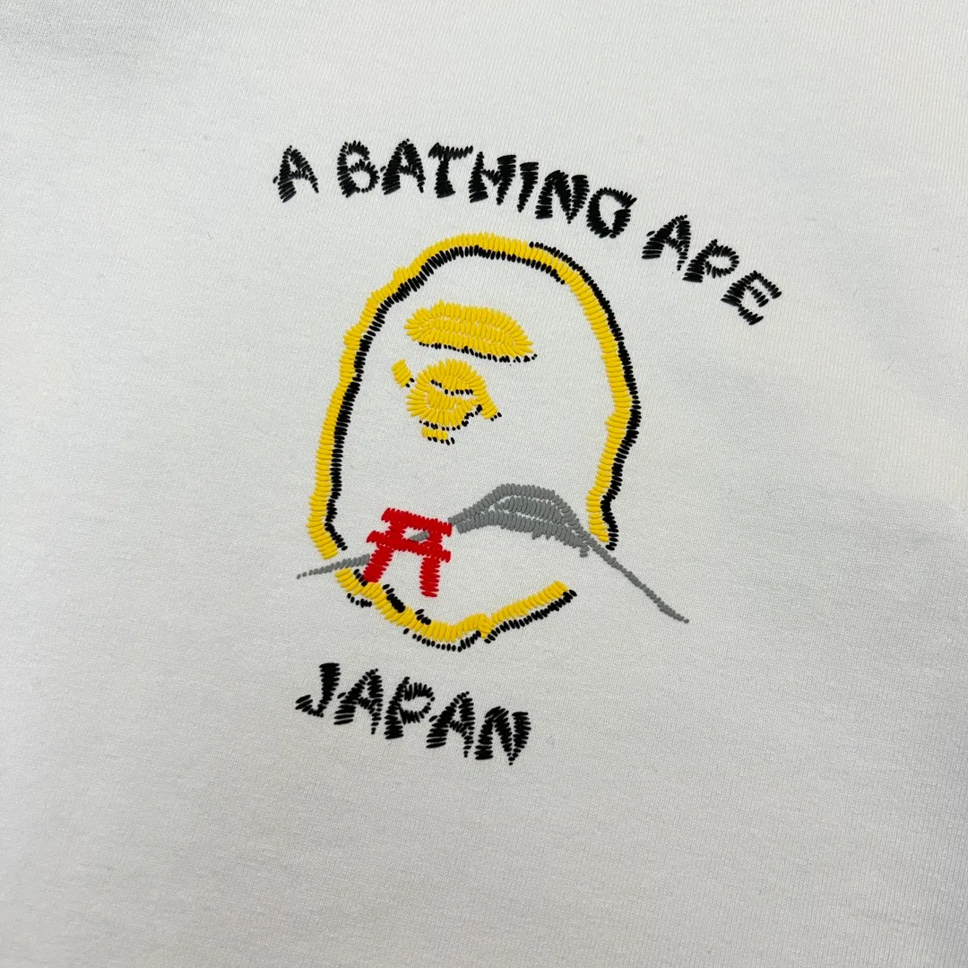 💰140 Bape SOUVENIR Yokosuka ape head on the back, foam rubber printing, 280g weight linen cotton fabric, ZP version, couple style: S—XXL [black and white]