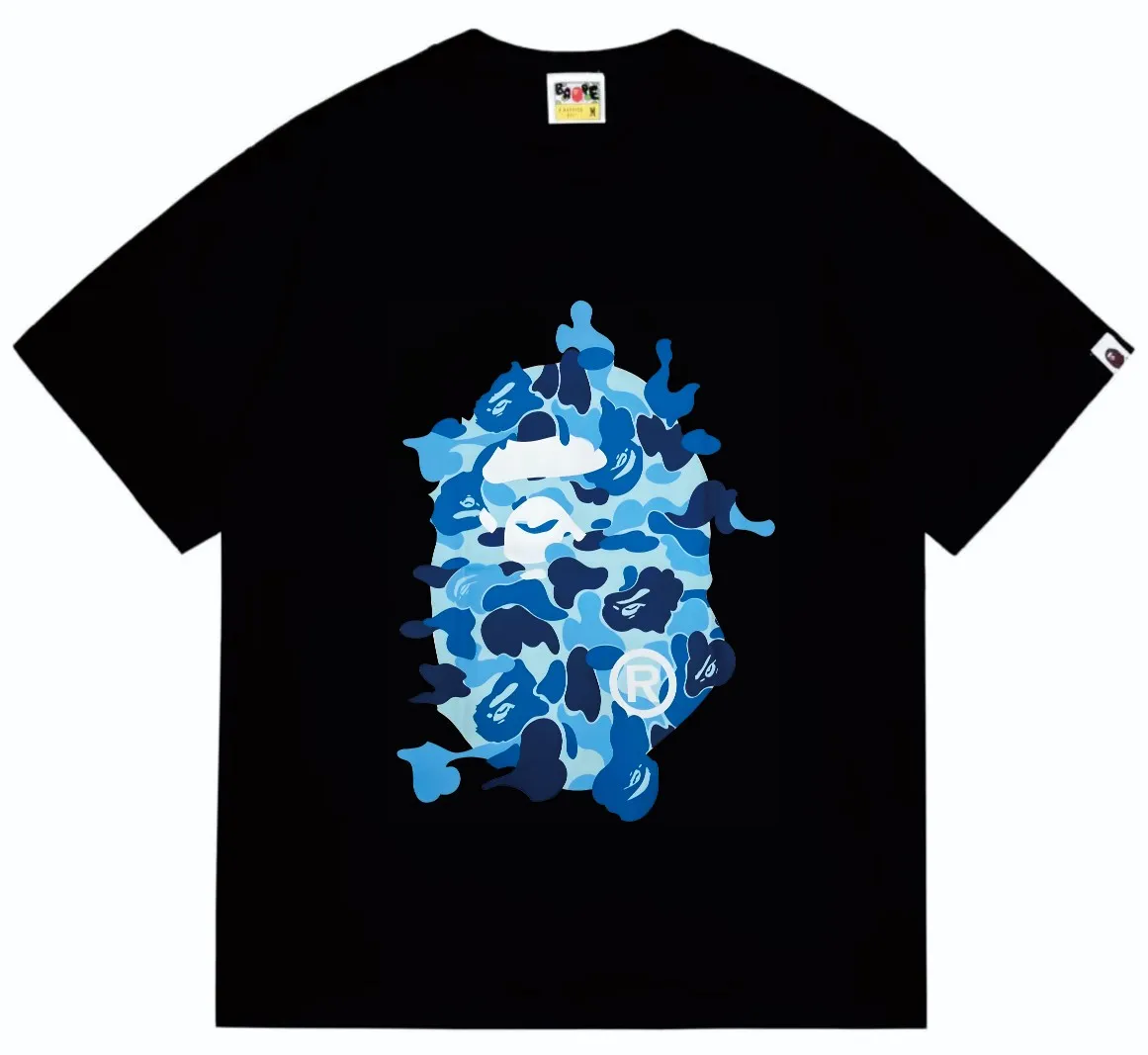 SC246#p110💰 (Top version) BAPE ABC CAMO REBUILD BIG APE HEAD TEE restructured ape-man big head printed short-sleeved T-shirt Made of 260 grams of high-quality high-weave pure cotton fabric, double yarn combed, soft texture without pilling, imported environmentally friendly printing glue, bright and three-dimensional pattern, quality 💥Same style for men and women. The upper body is trendy. Color: black pink, white powder, black blue, white blue, black green, white green Size: S M L XL XXL