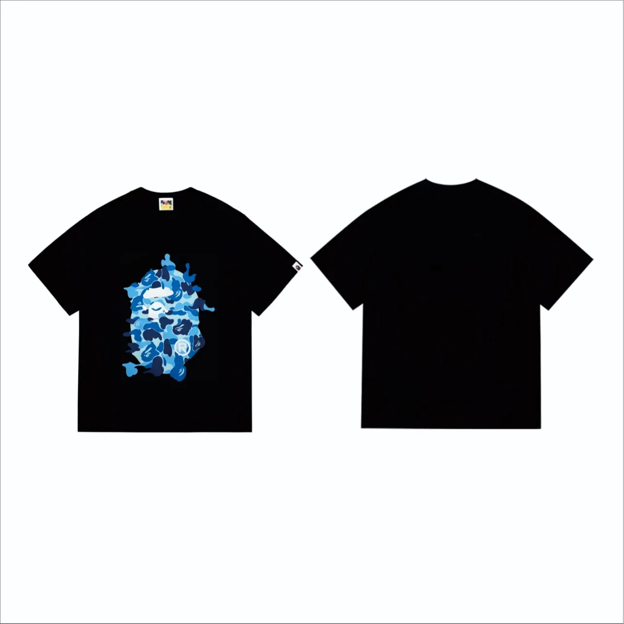 SC246#p110💰 (Top version) BAPE ABC CAMO REBUILD BIG APE HEAD TEE restructured ape-man big head printed short-sleeved T-shirt Made of 260 grams of high-quality high-weave pure cotton fabric, double yarn combed, soft texture without pilling, imported environmentally friendly printing glue, bright and three-dimensional pattern, quality 💥Same style for men and women. The upper body is trendy. Color: black pink, white powder, black blue, white blue, black green, white green Size: S M L XL XXL