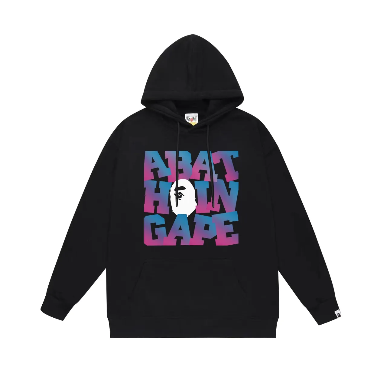 Model No. SC686#terry p160 plus velvet p180💰 (top version) BAPE ape head gradient letter print hooded sweatshirt. Made of 380g large terry 430g silver fox velvet (drop shoulder large version) fabric. The texture is soft and non-pilling. Imported environmentally friendly printing glue. The pattern is bright and three-dimensional. Quality💥Same style for men and women. The upper body is trendy. Color: black white gray Size: S M L XL XXL