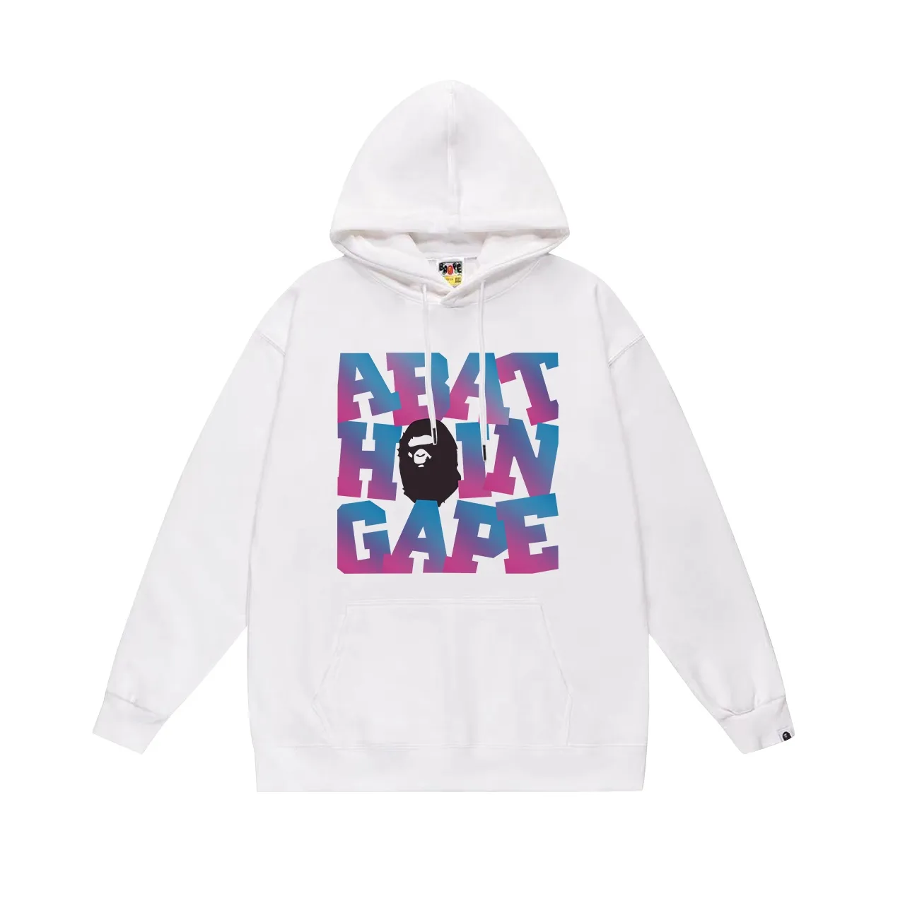Model No. SC686#terry p160 plus velvet p180💰 (top version) BAPE ape head gradient letter print hooded sweatshirt. Made of 380g large terry 430g silver fox velvet (drop shoulder large version) fabric. The texture is soft and non-pilling. Imported environmentally friendly printing glue. The pattern is bright and three-dimensional. Quality💥Same style for men and women. The upper body is trendy. Color: black white gray Size: S M L XL XXL