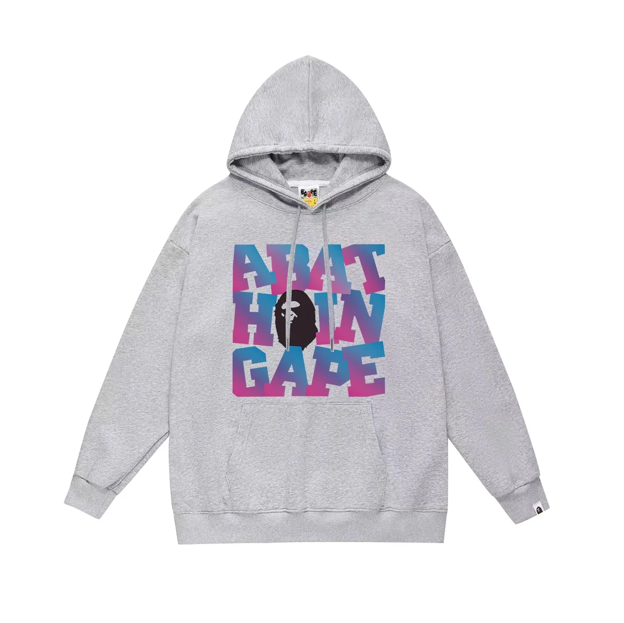 Model No. SC686#terry p160 plus velvet p180💰 (top version) BAPE ape head gradient letter print hooded sweatshirt. Made of 380g large terry 430g silver fox velvet (drop shoulder large version) fabric. The texture is soft and non-pilling. Imported environmentally friendly printing glue. The pattern is bright and three-dimensional. Quality💥Same style for men and women. The upper body is trendy. Color: black white gray Size: S M L XL XXL